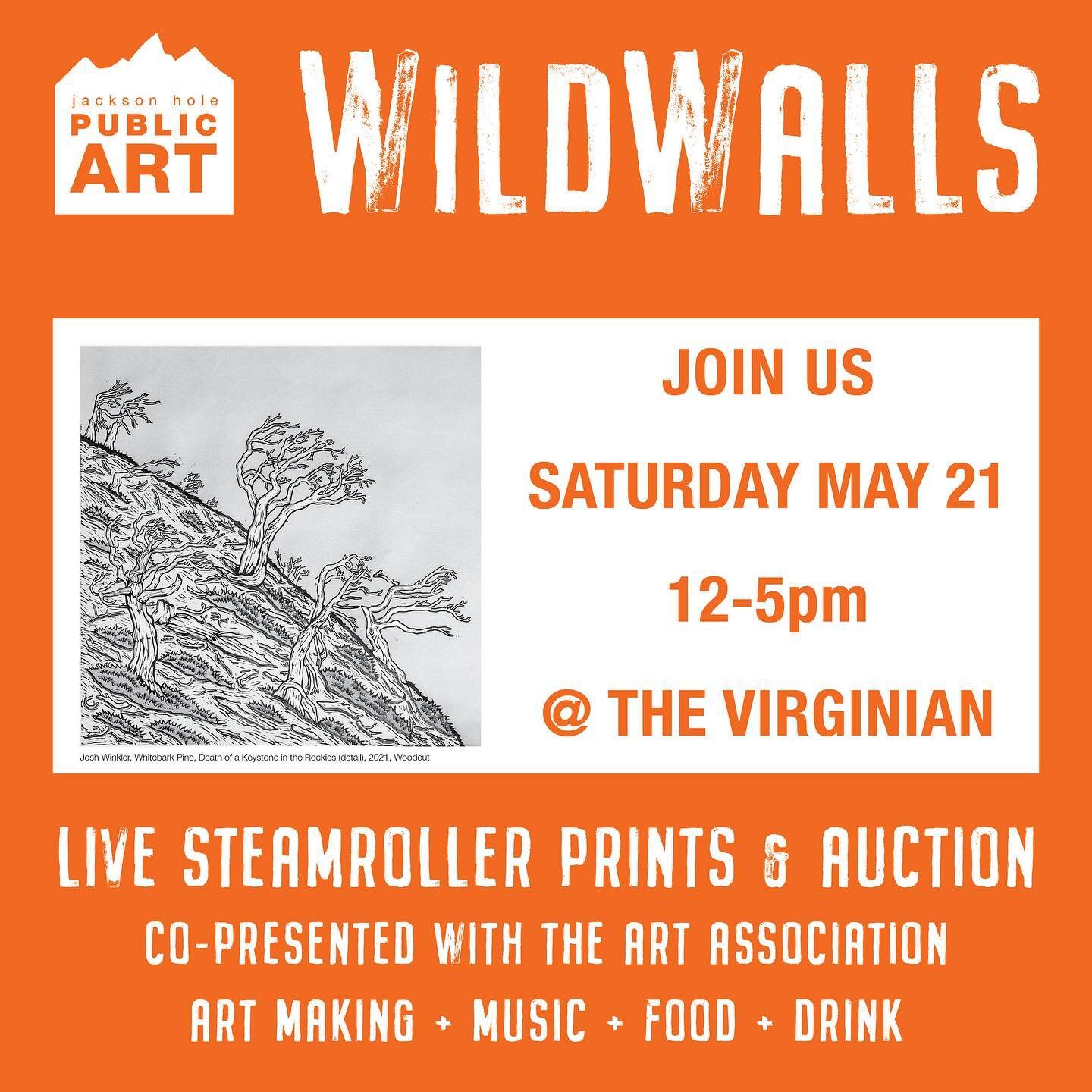 If anyone is near Jackson, WY or the greater Yellowstone area on May 21st, come by and see myself and some great artists print big woodcuts for a good cause under this vintage sign @thevirginianlodge for @jhpublicart .  I am getting close on on my wh