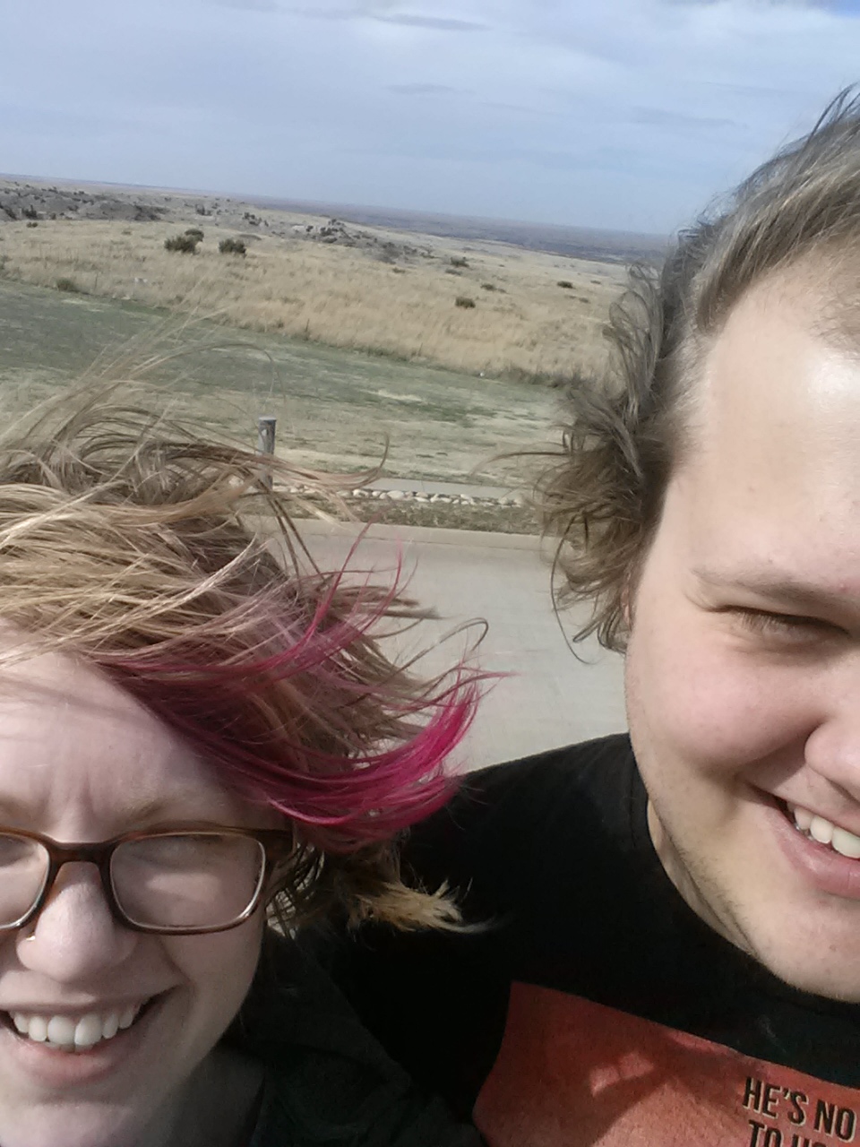 My husband and me in flat windy Texas.&nbsp;
