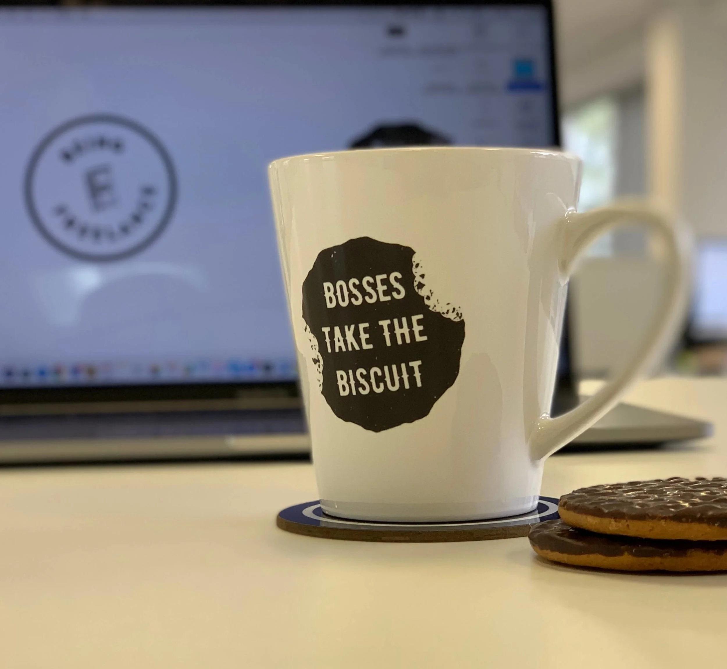 "Bosses Take The Biscuit" Being Freelance Mug