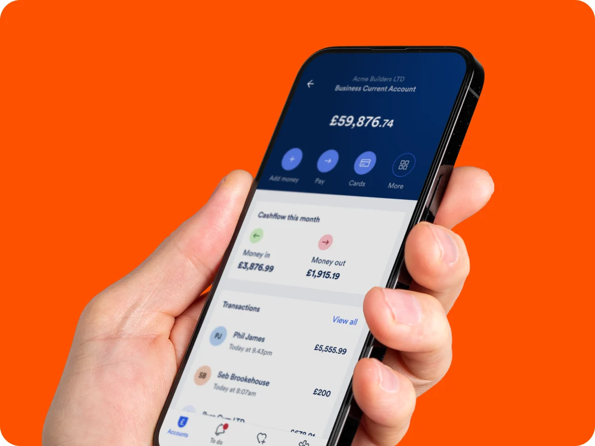 hand holding smartphone showing the Allica Bank app