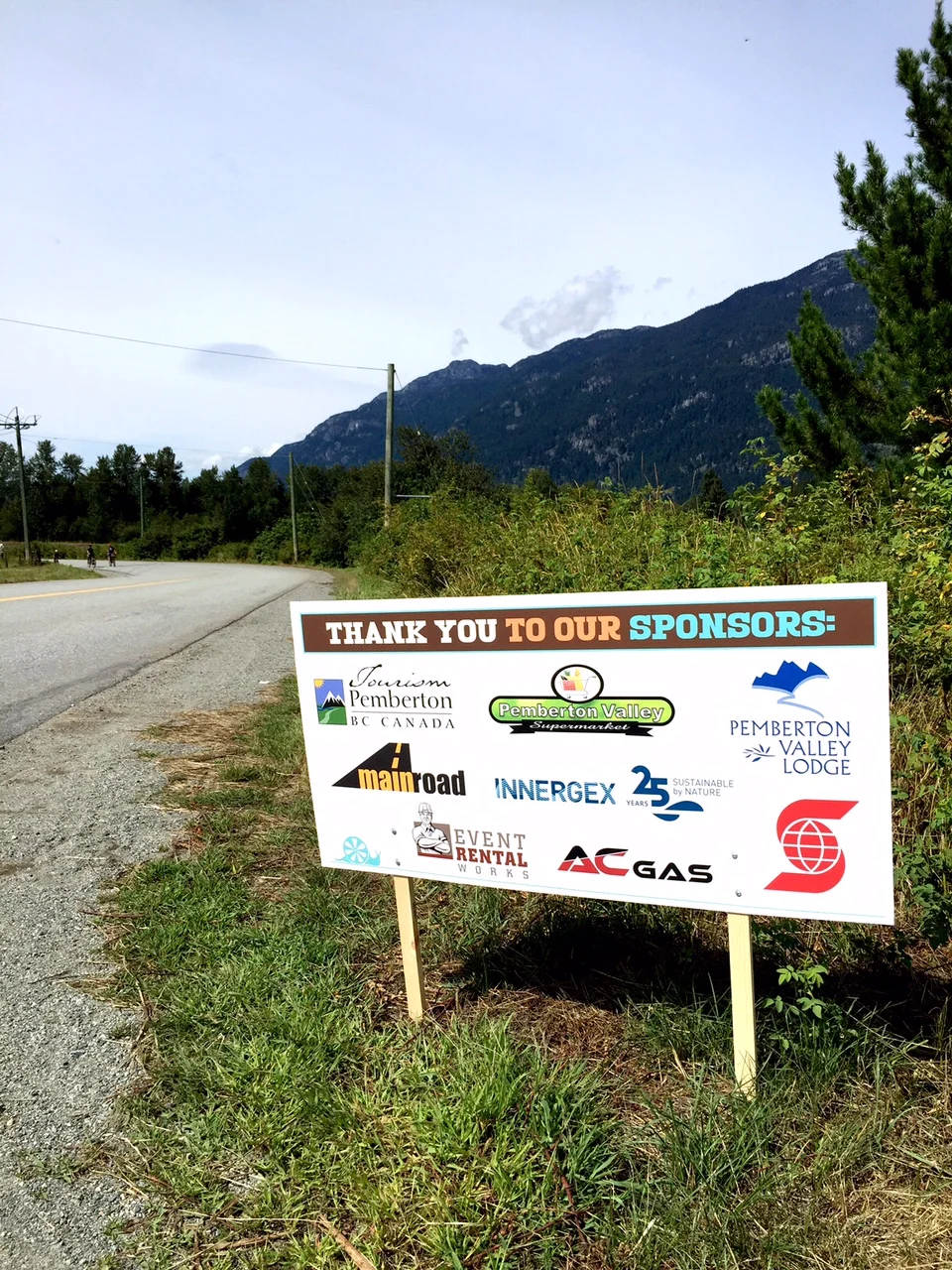 Sponsor signs along the route on event day