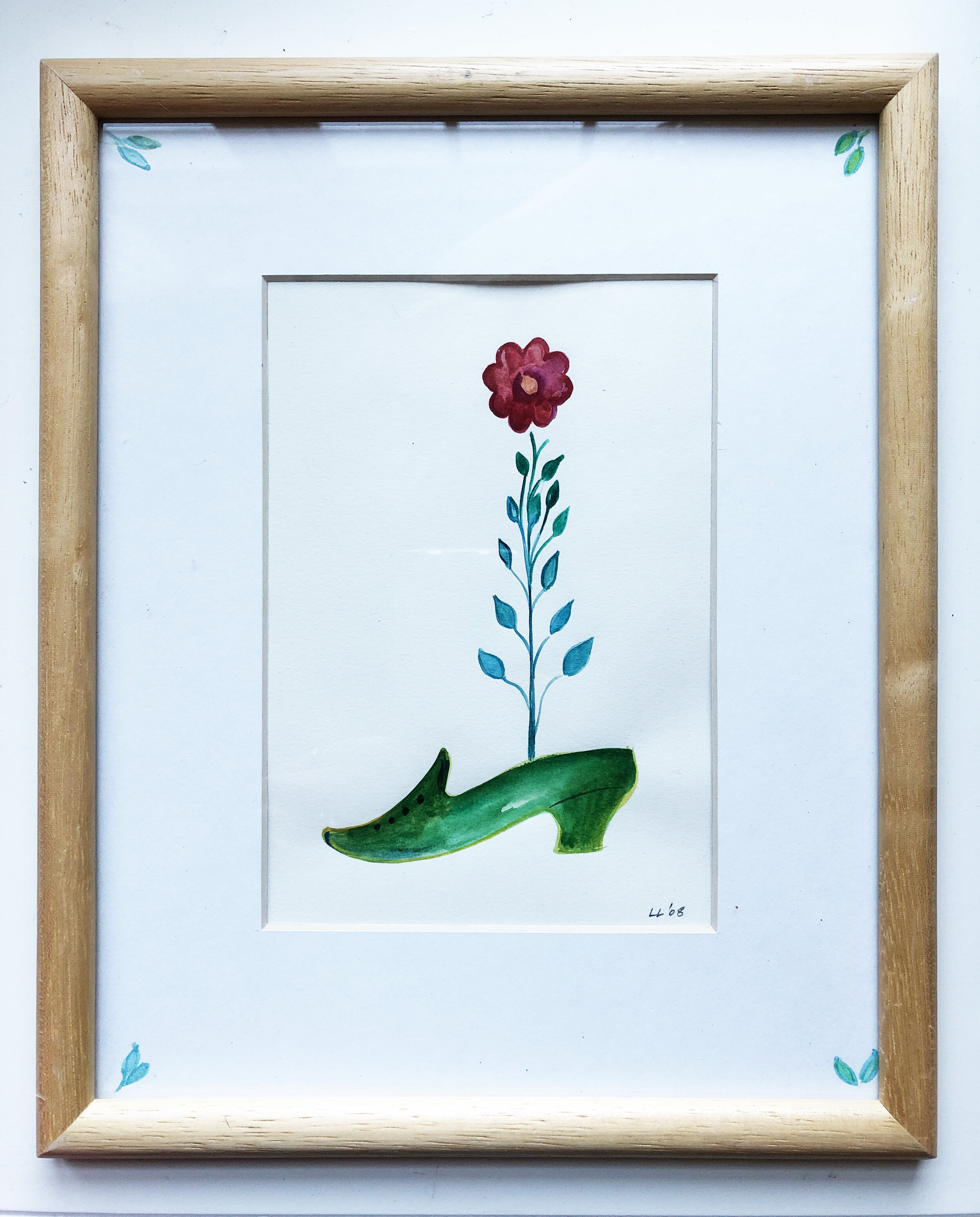 Flower Slipper, Original Watercolor