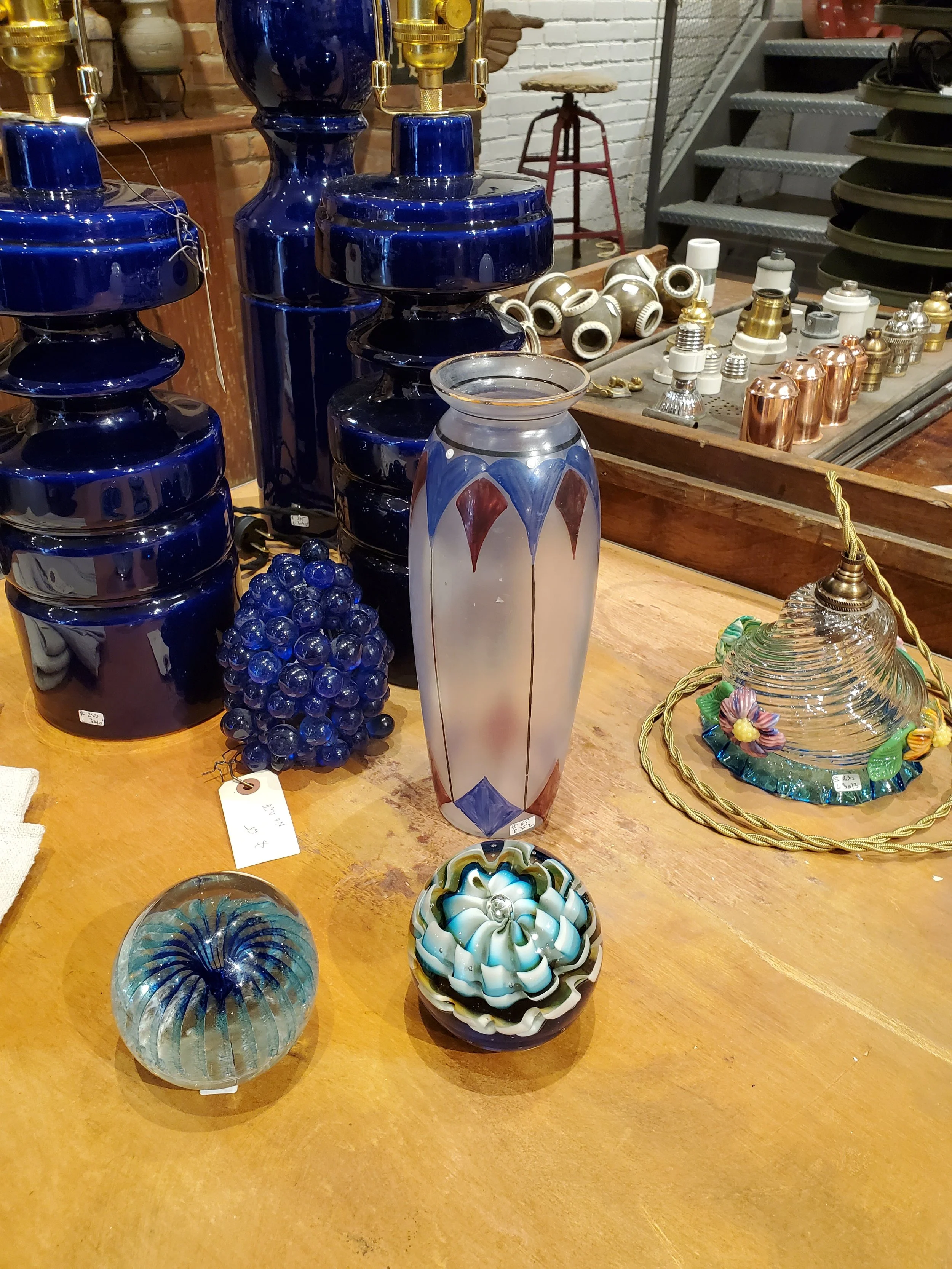 Vase en verre de bohème Art Deco antique P 352