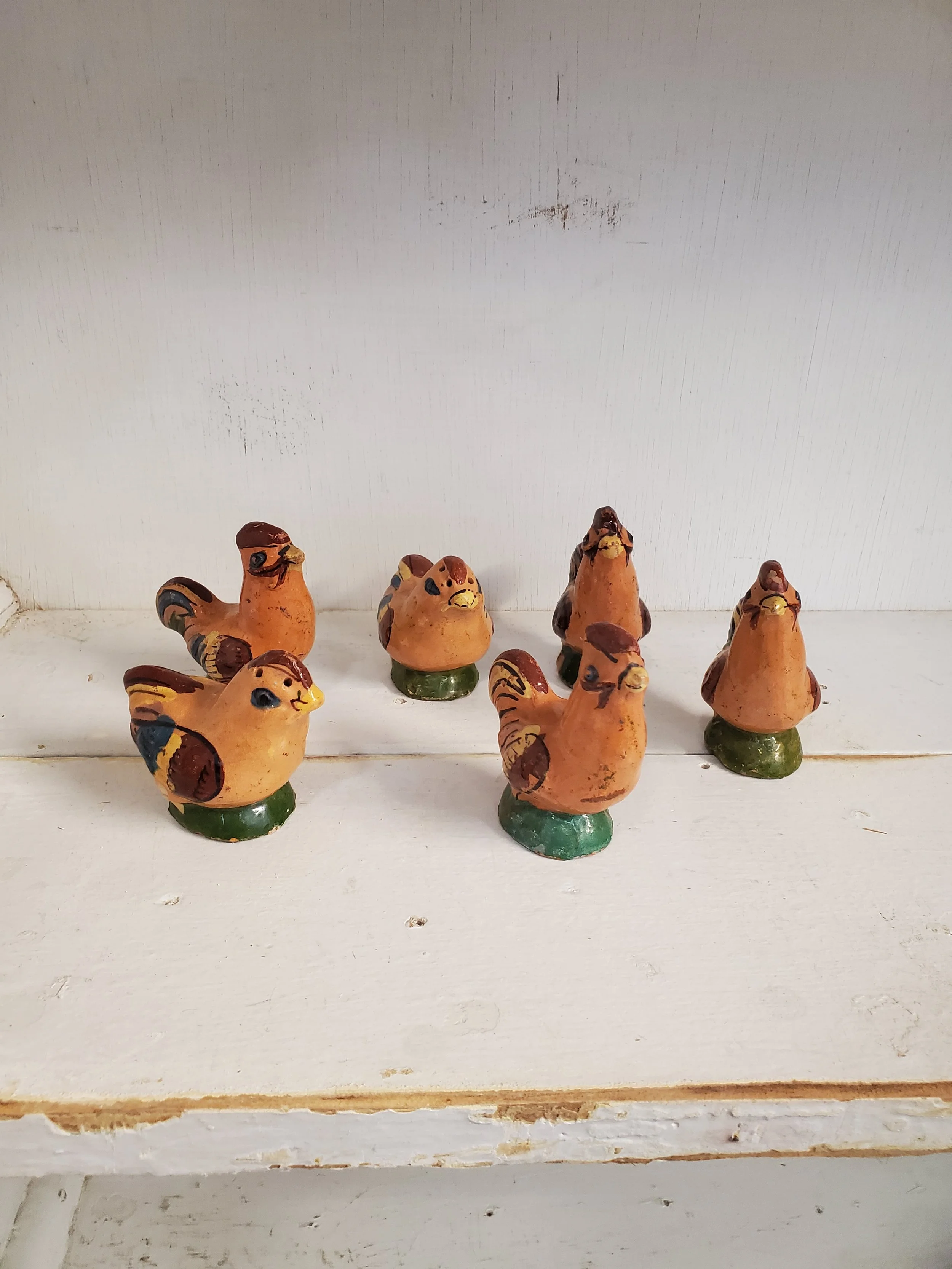 Figurine animalière poule en céramique folk art vintage AC 6281