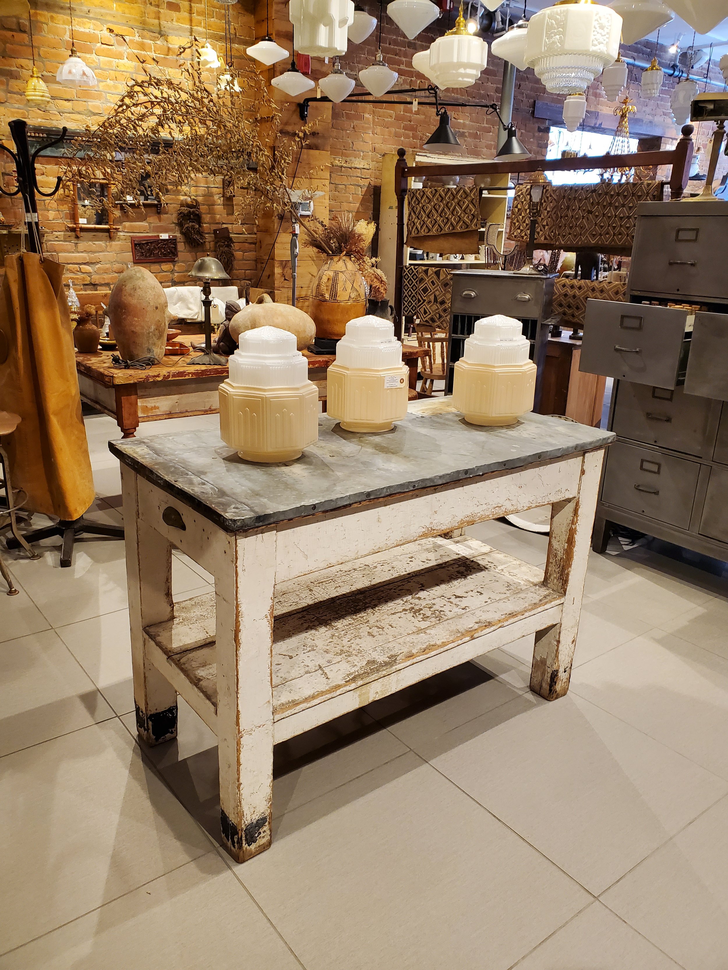 Meuble ilot comptoir en bois country antique M 1723