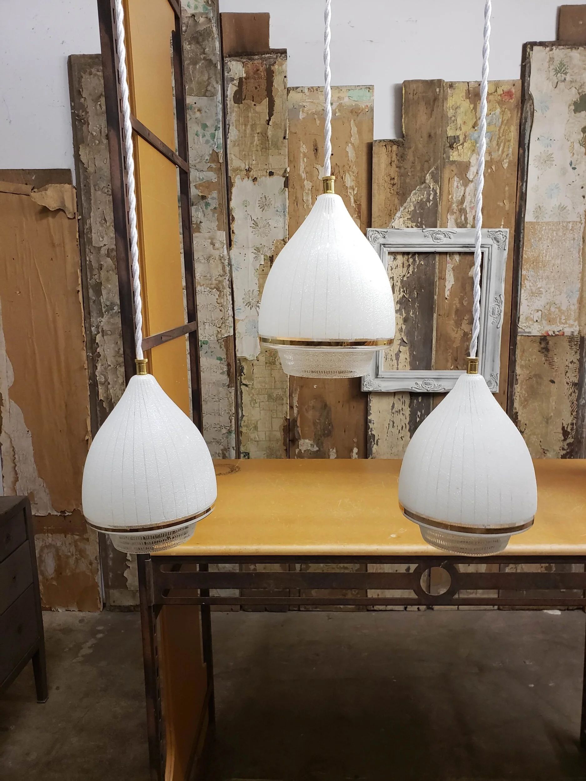 Suspension verre givré MCM Vintage L  2085