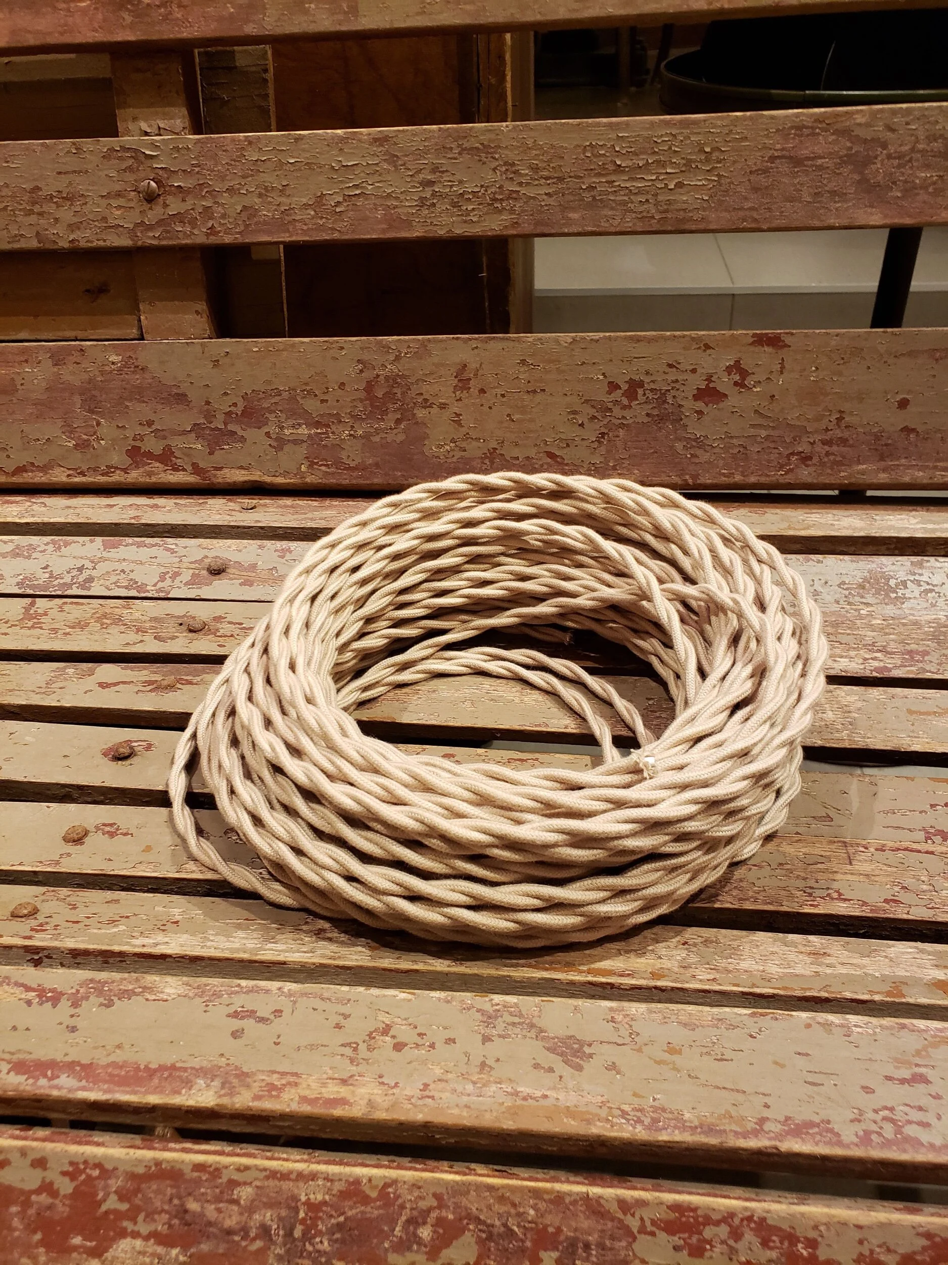 Fil Electrique Torsadé Coton Couleur Beige
