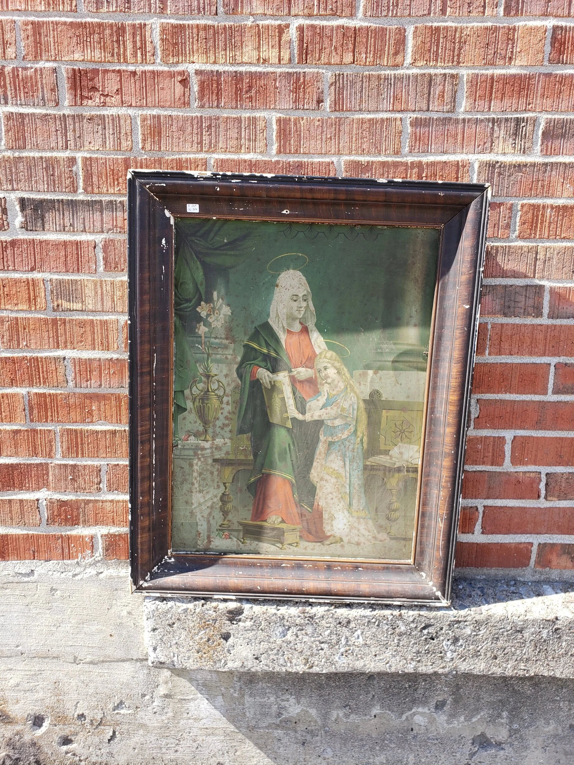 Cadre mural religieux lithographie en tôle Antique AC 5116