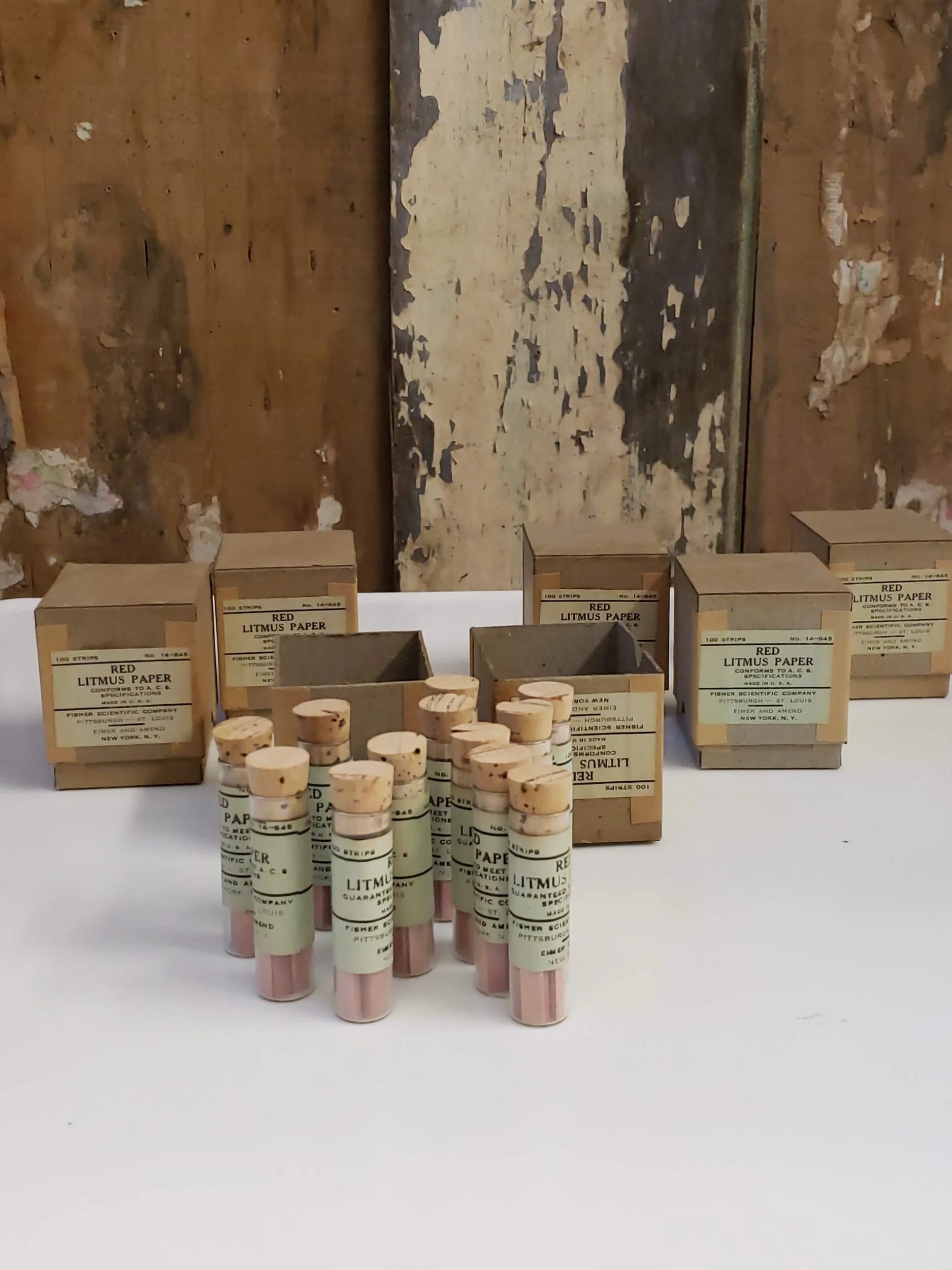 Fiole en verre de labo Red Litmus Paper antique AC 5138