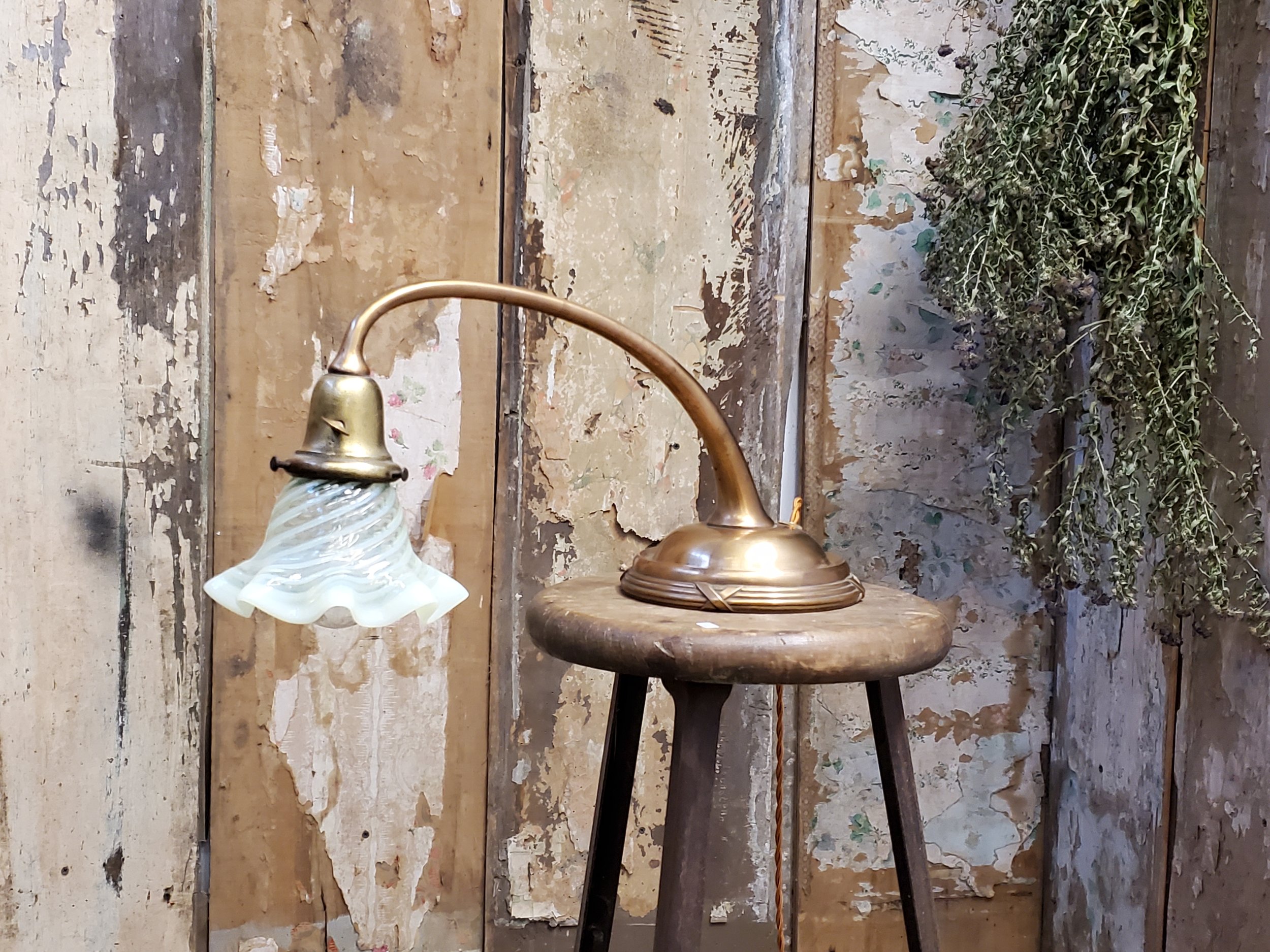 Lampe de bureau en bronze antique