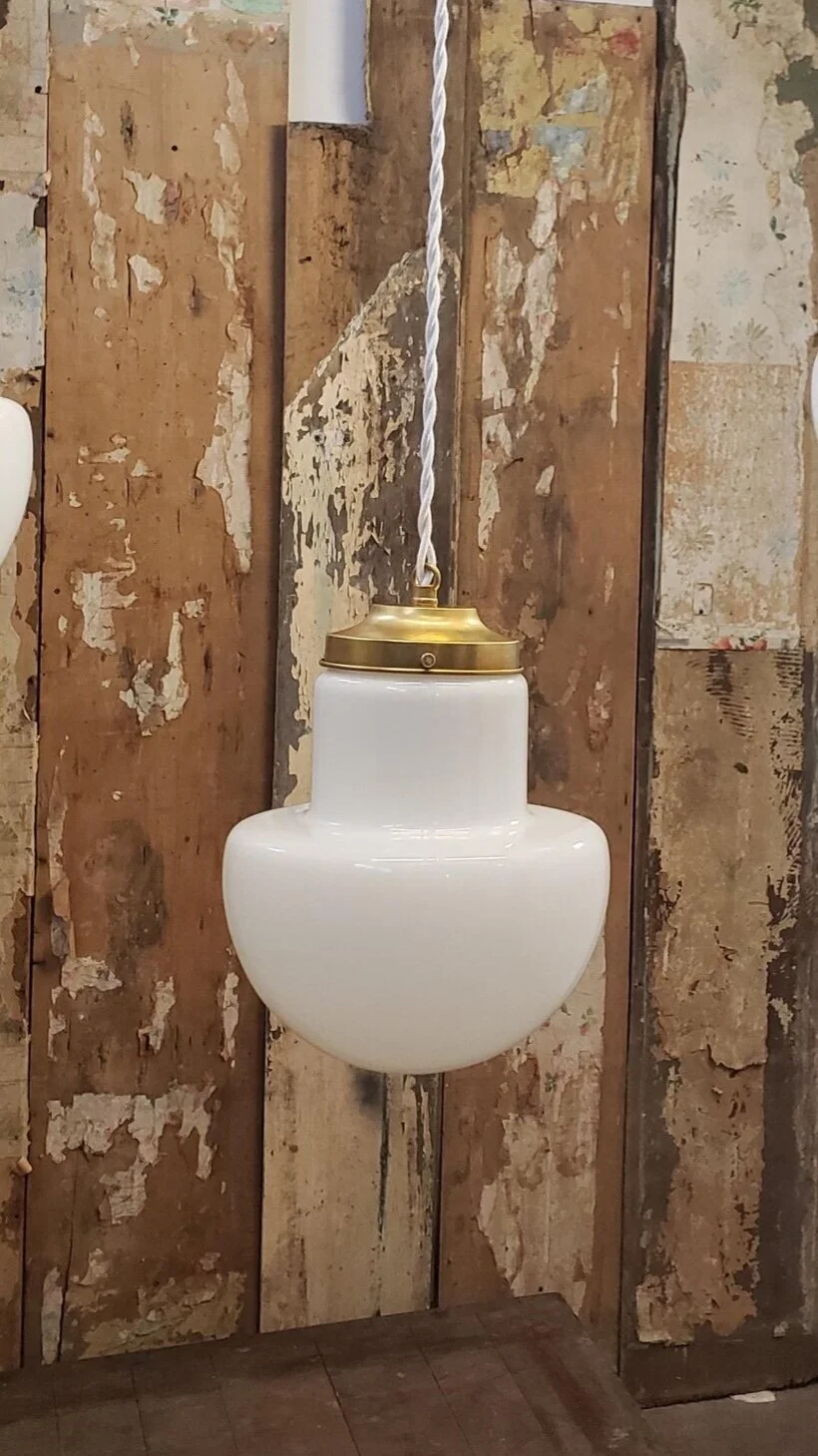 Suspension verre opaline vintage L 2196