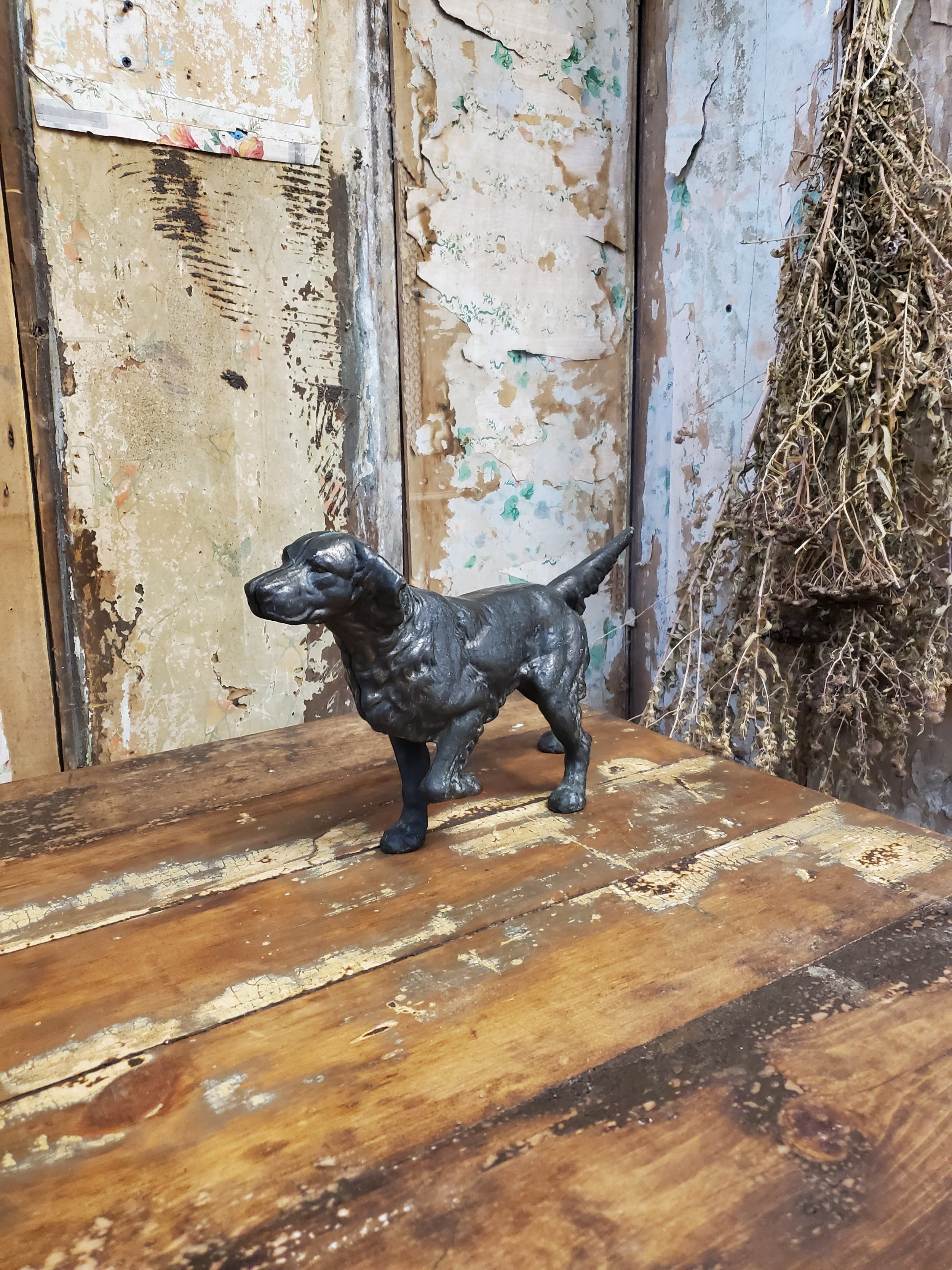 Figurine décorative cale porte chien Pointer en fonte antique AC 6301