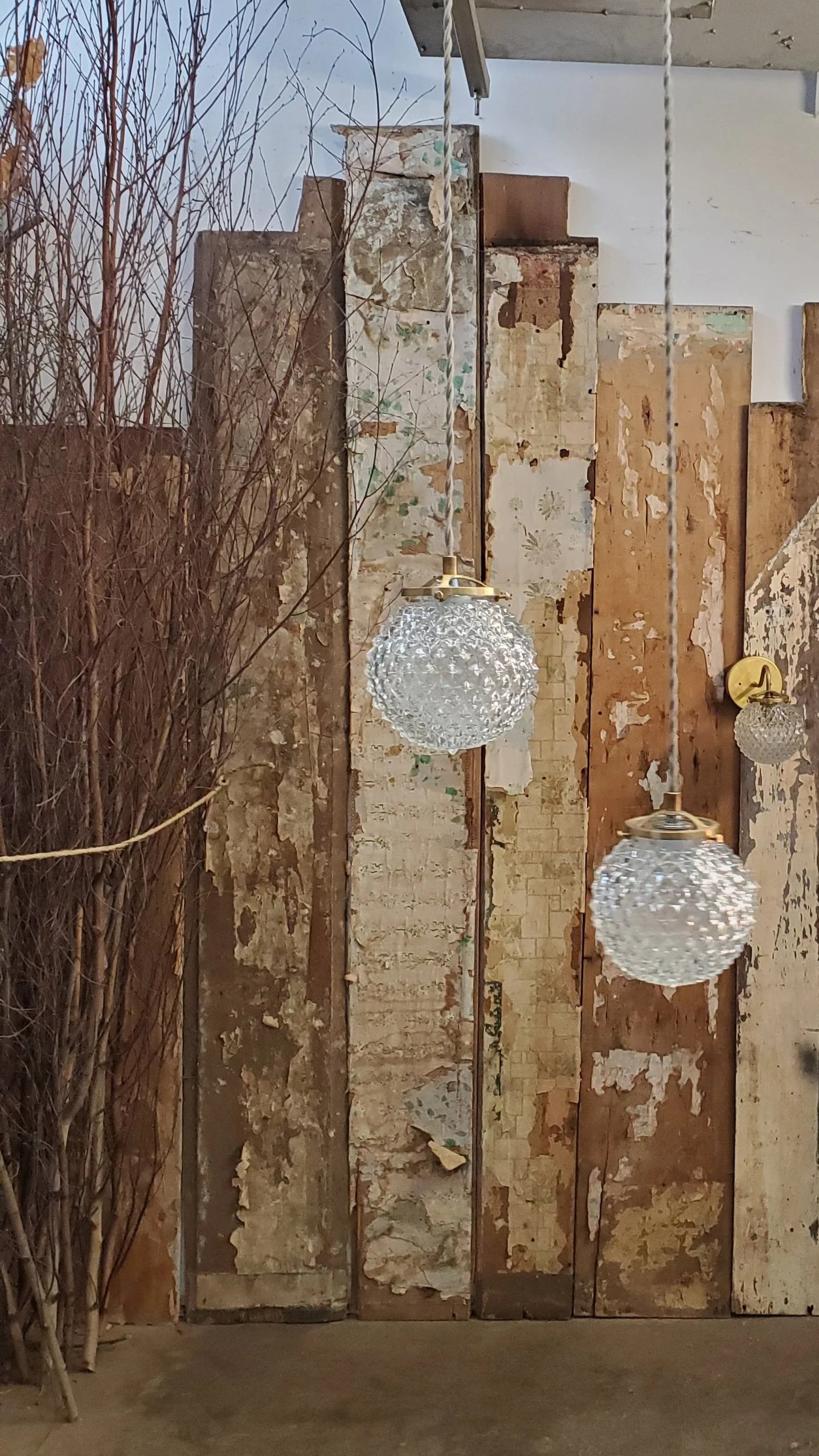 Suspension plafonnier ou applique murale verre prismatique vintage L 3108