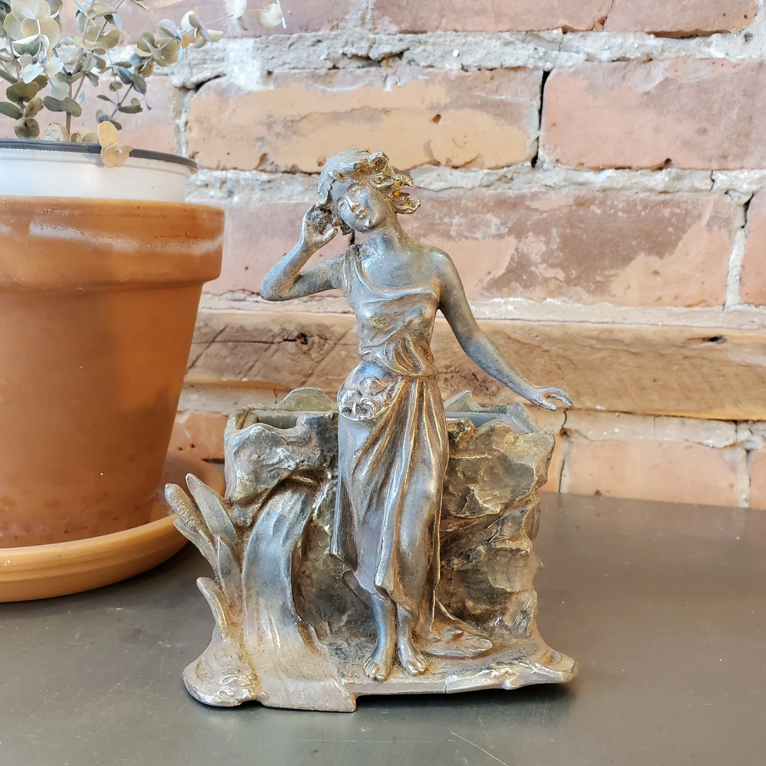 Sculpture jardinière en bronze CARLIER Art Nouveau antique AC 5841