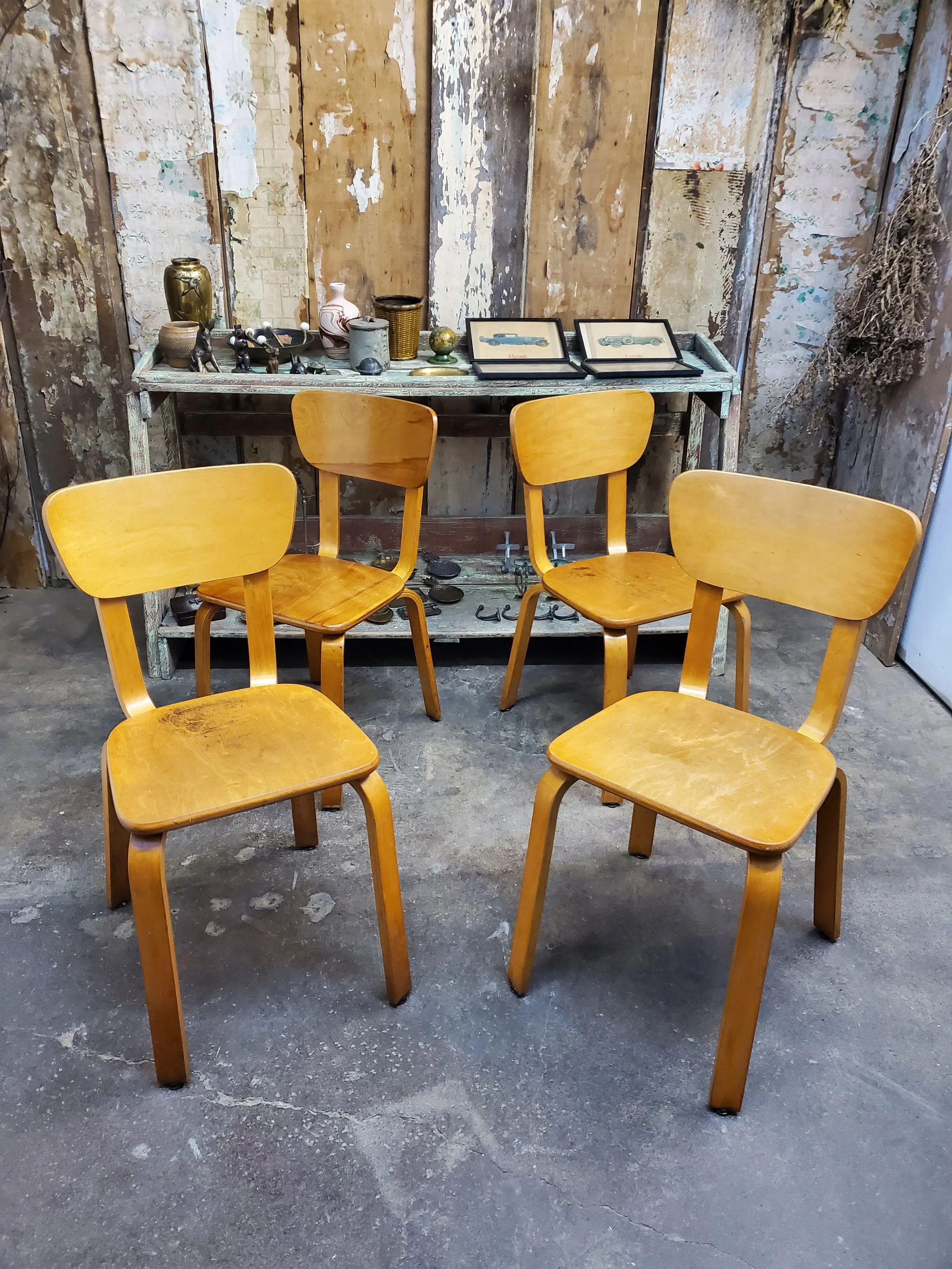 Chaise d'école en lamellé collé VEN-REZ  vintage C 1504