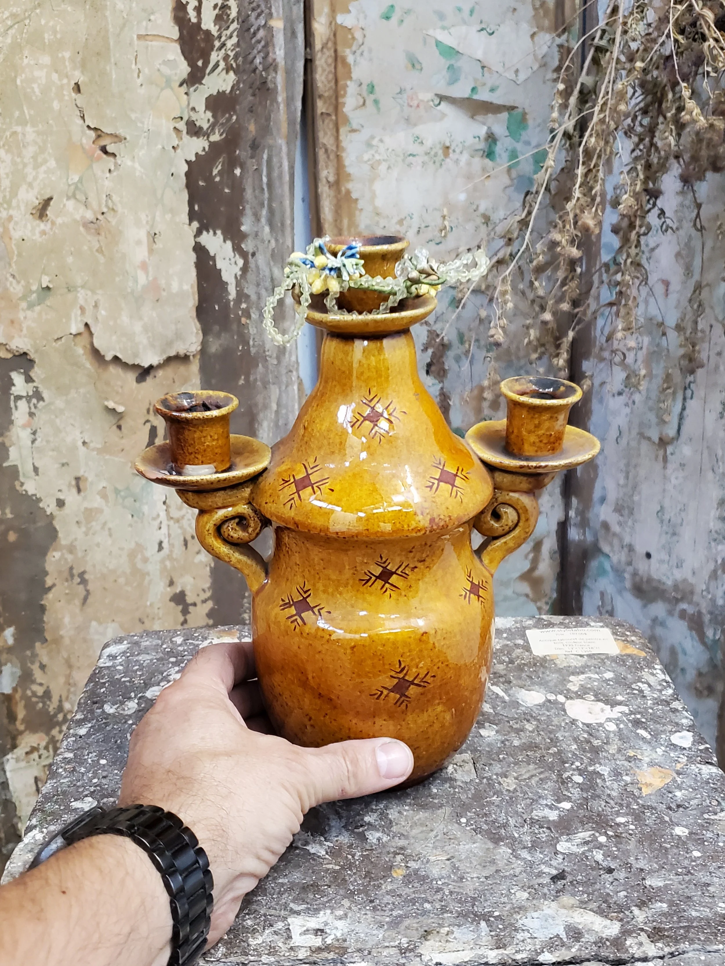 Bougeoir en céramique émaillée vintage AC 6311