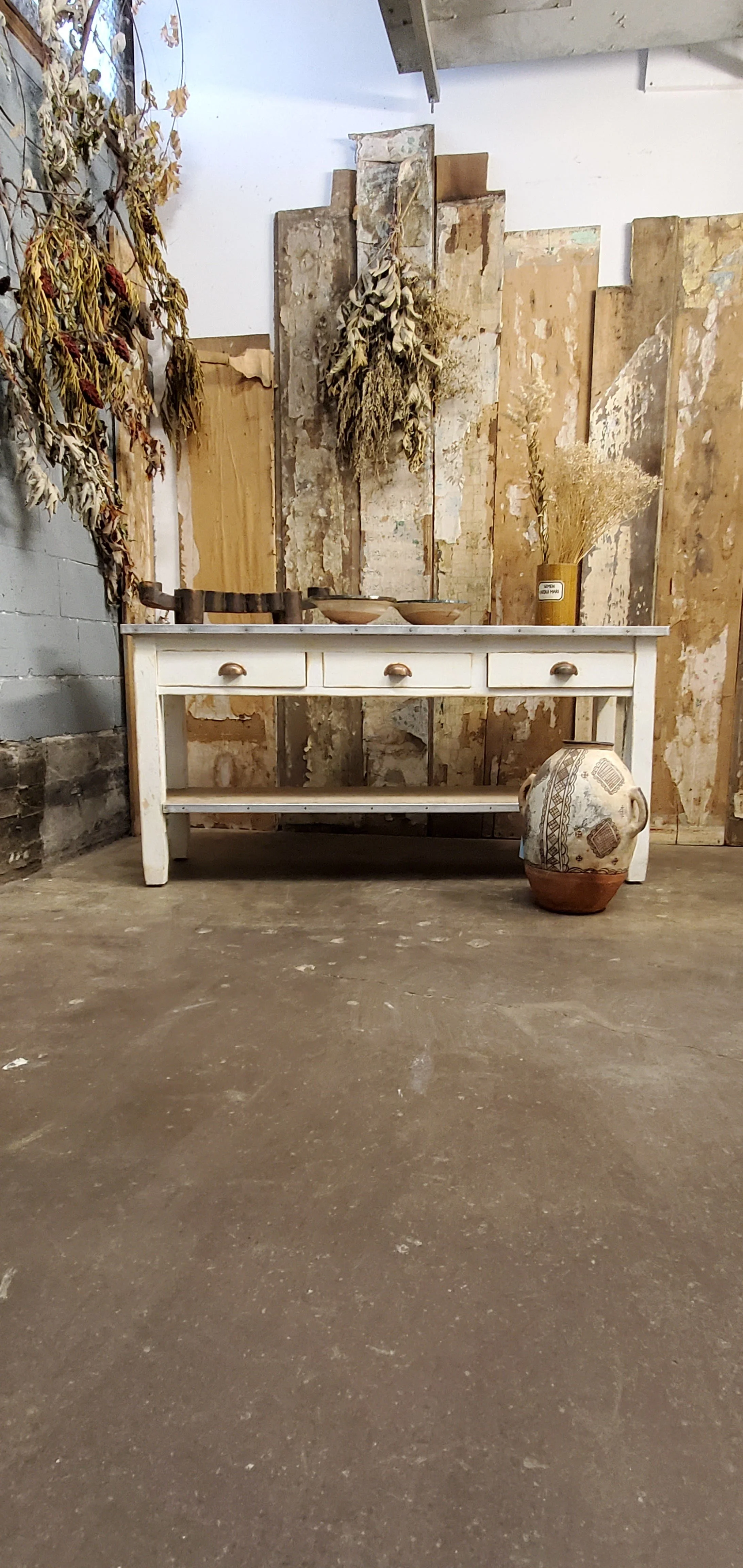 Meuble desserte country en bois antique M 1612