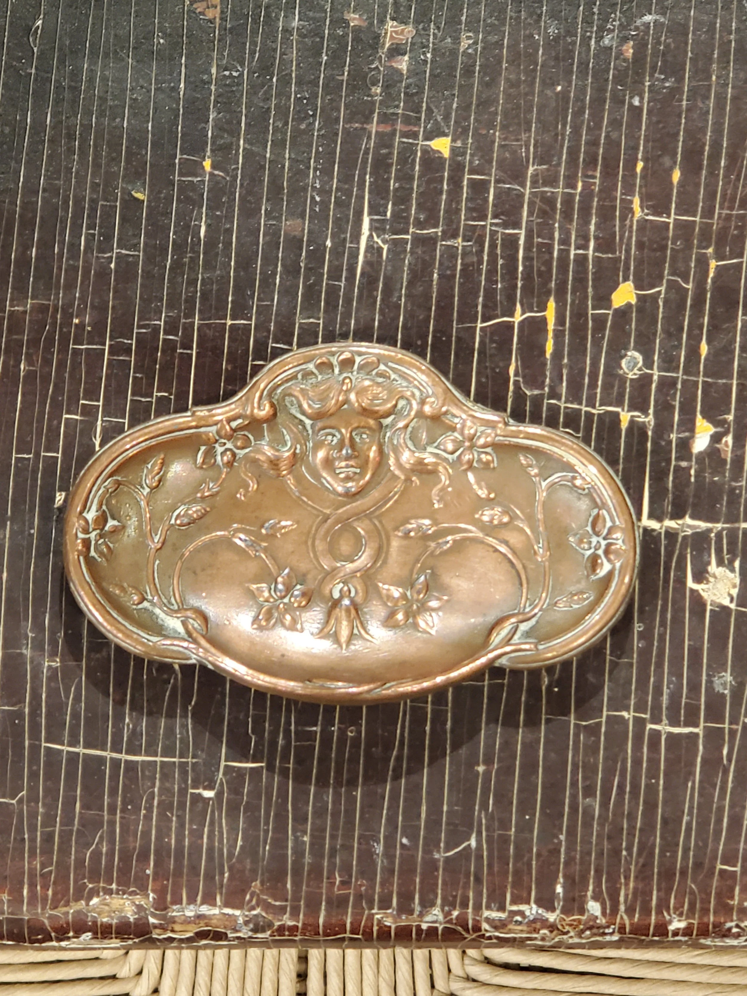 Vide poche cendrier en cuivre Art Nouveau antique AC 6416