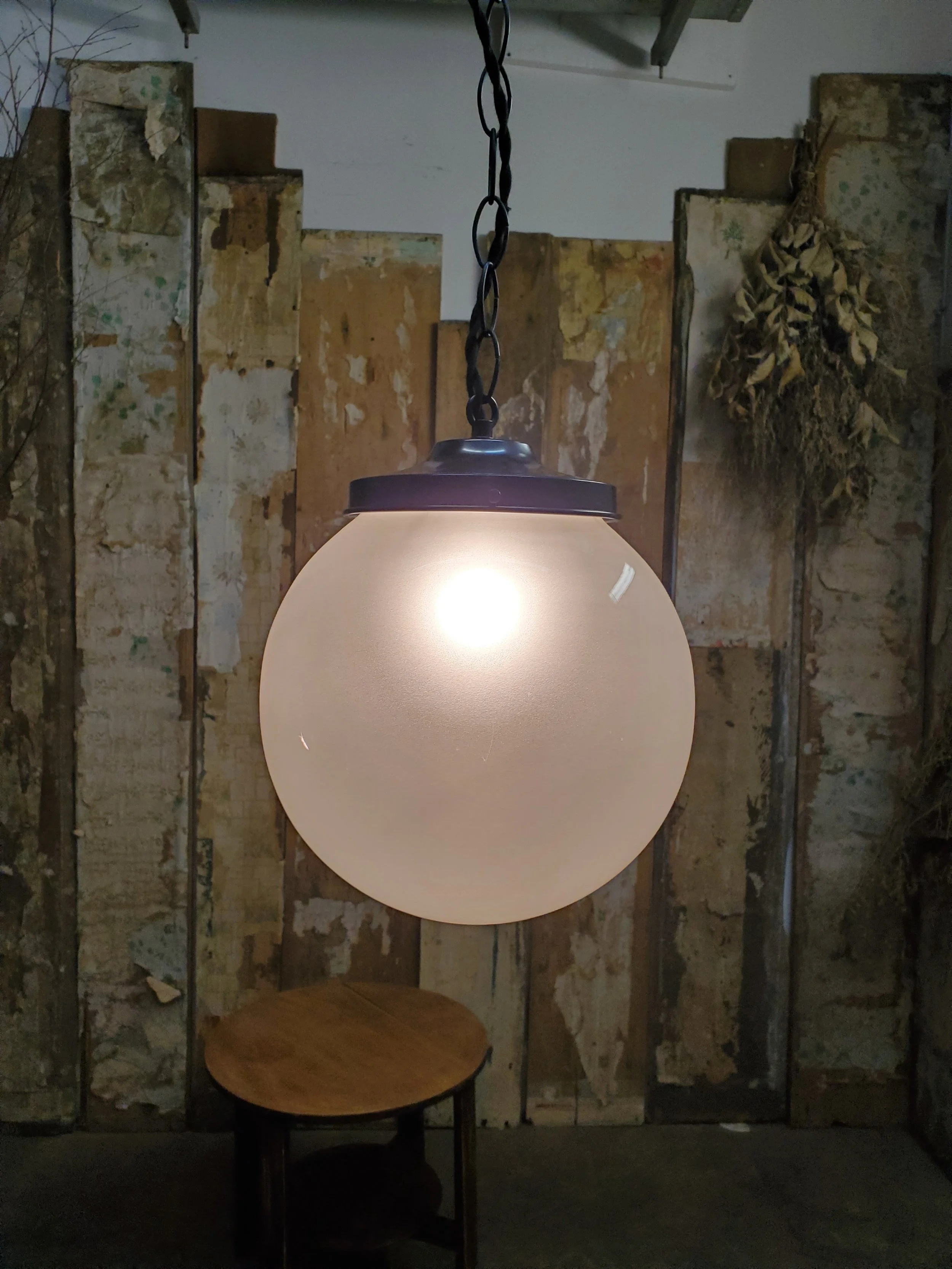 Suspension boule en verre givré antique L 3102