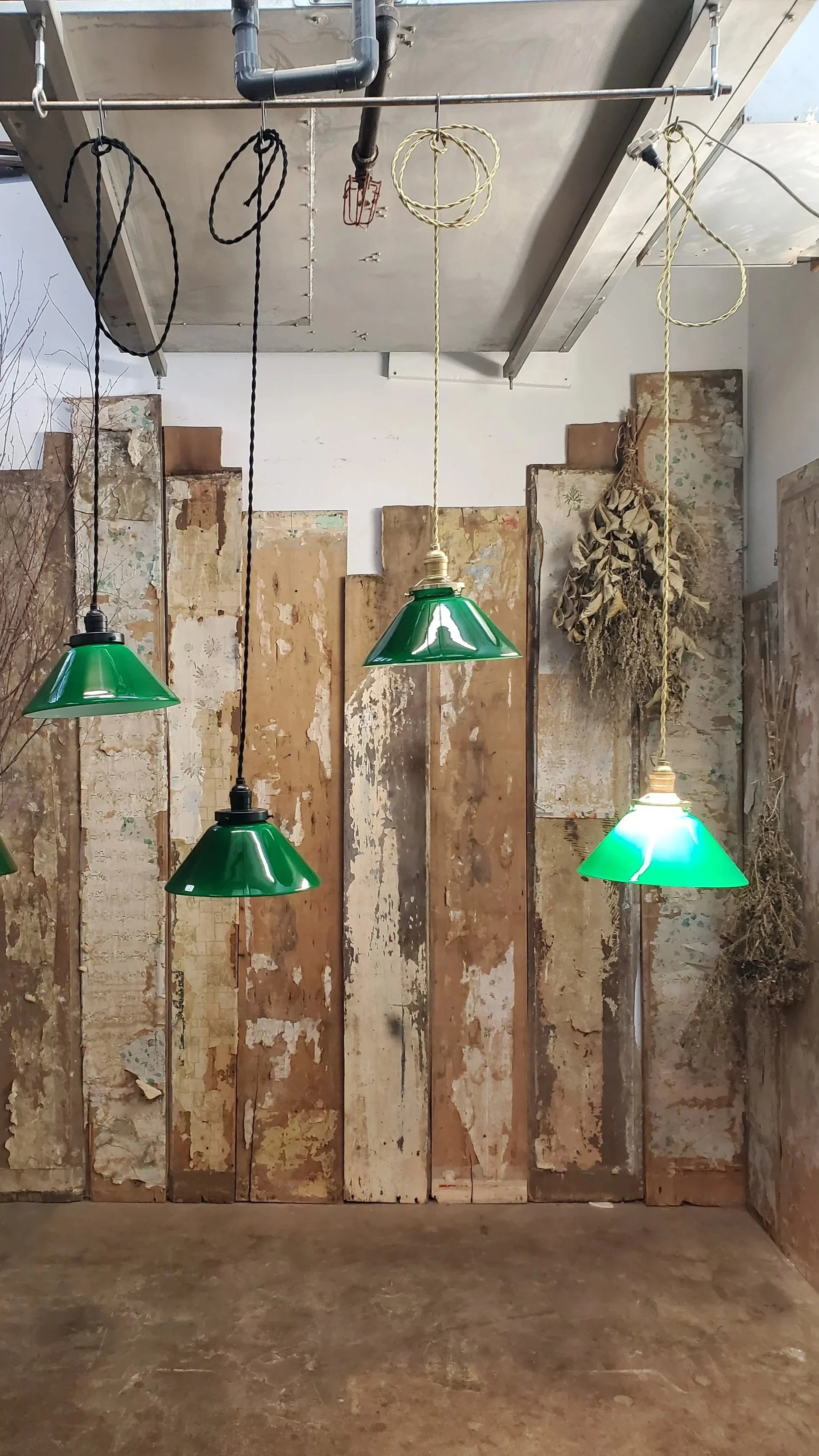 Suspension plafonnier ou applique murale verre Emeralite vert VIANNE vintage L 3015