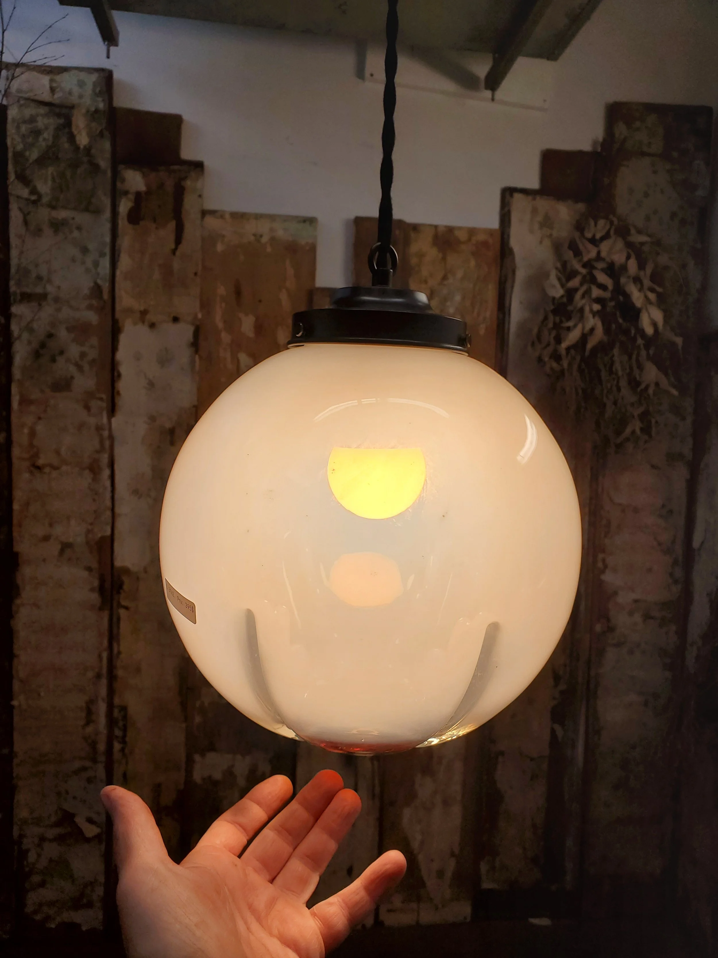 Suspension boule en verre Murano Mazzega vintage L 3142