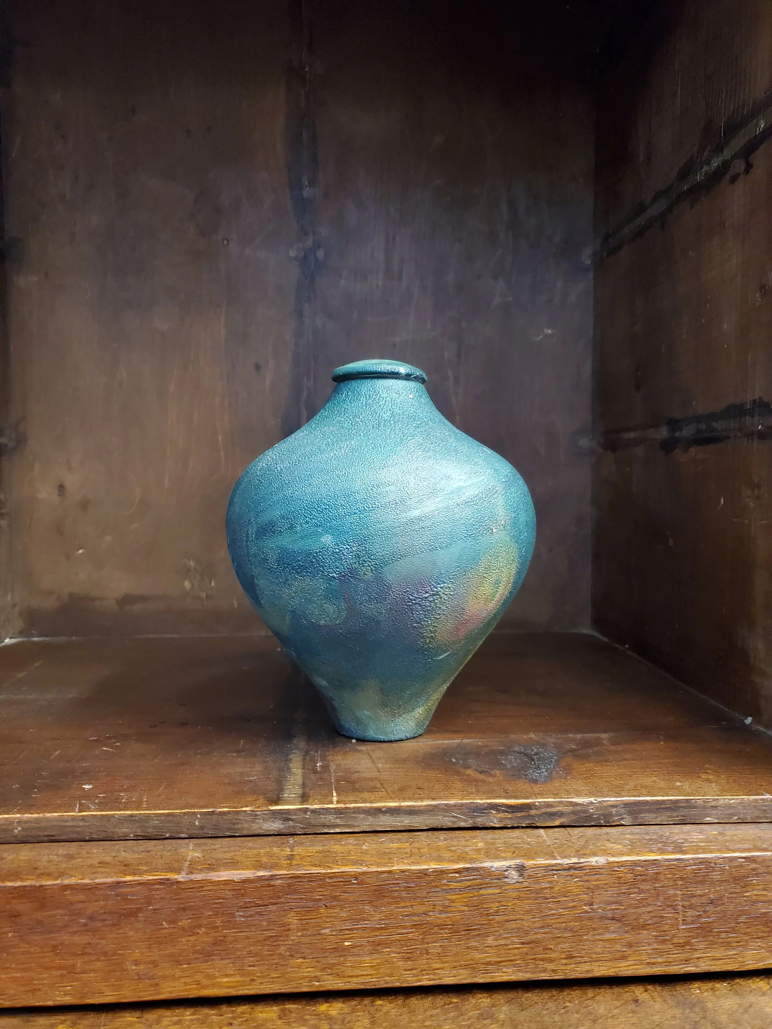Urne poterie en grés coloré type Raku vintage AC
