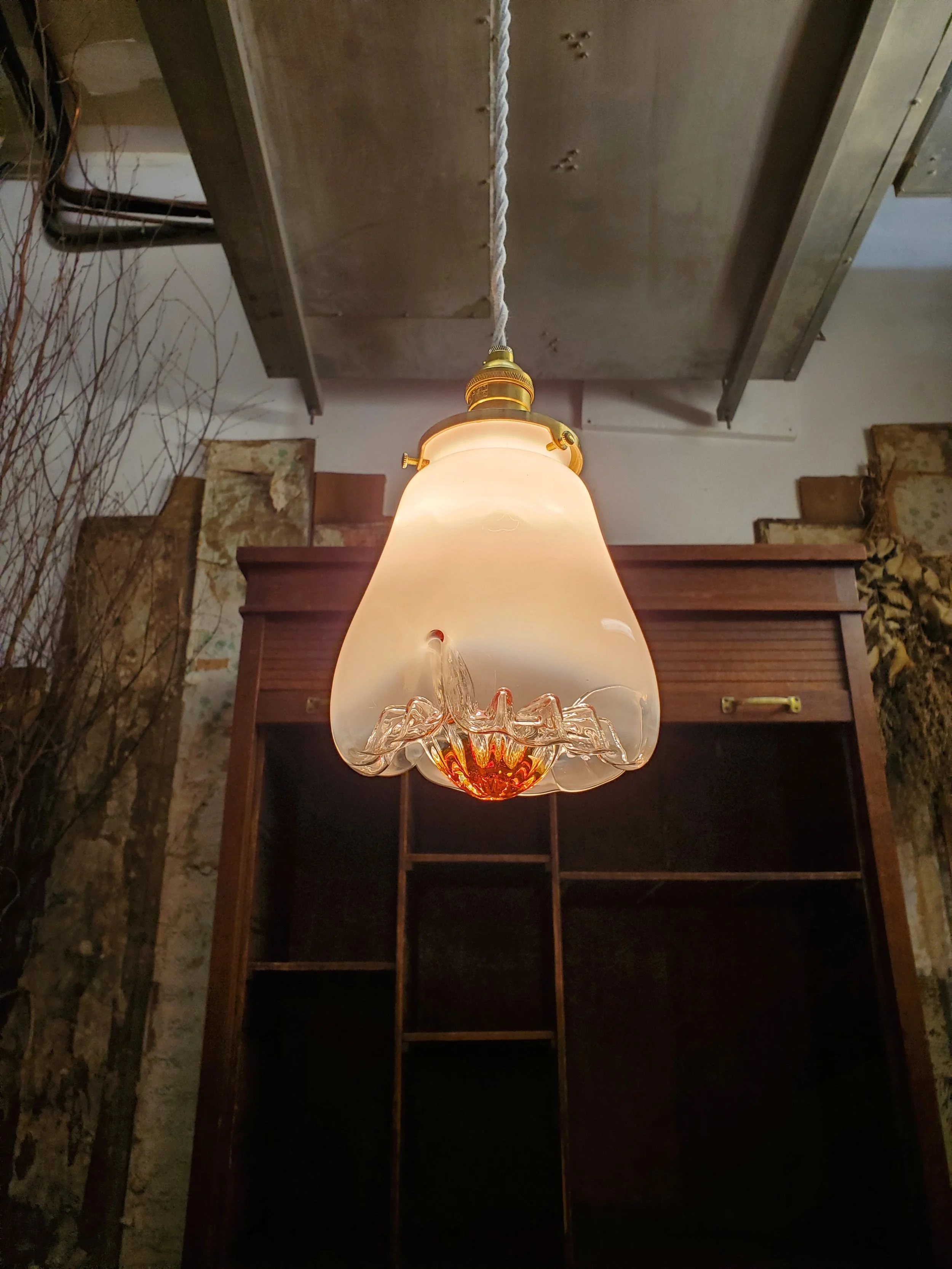 Suspension en verre Murano Mazzega vintage L 3010