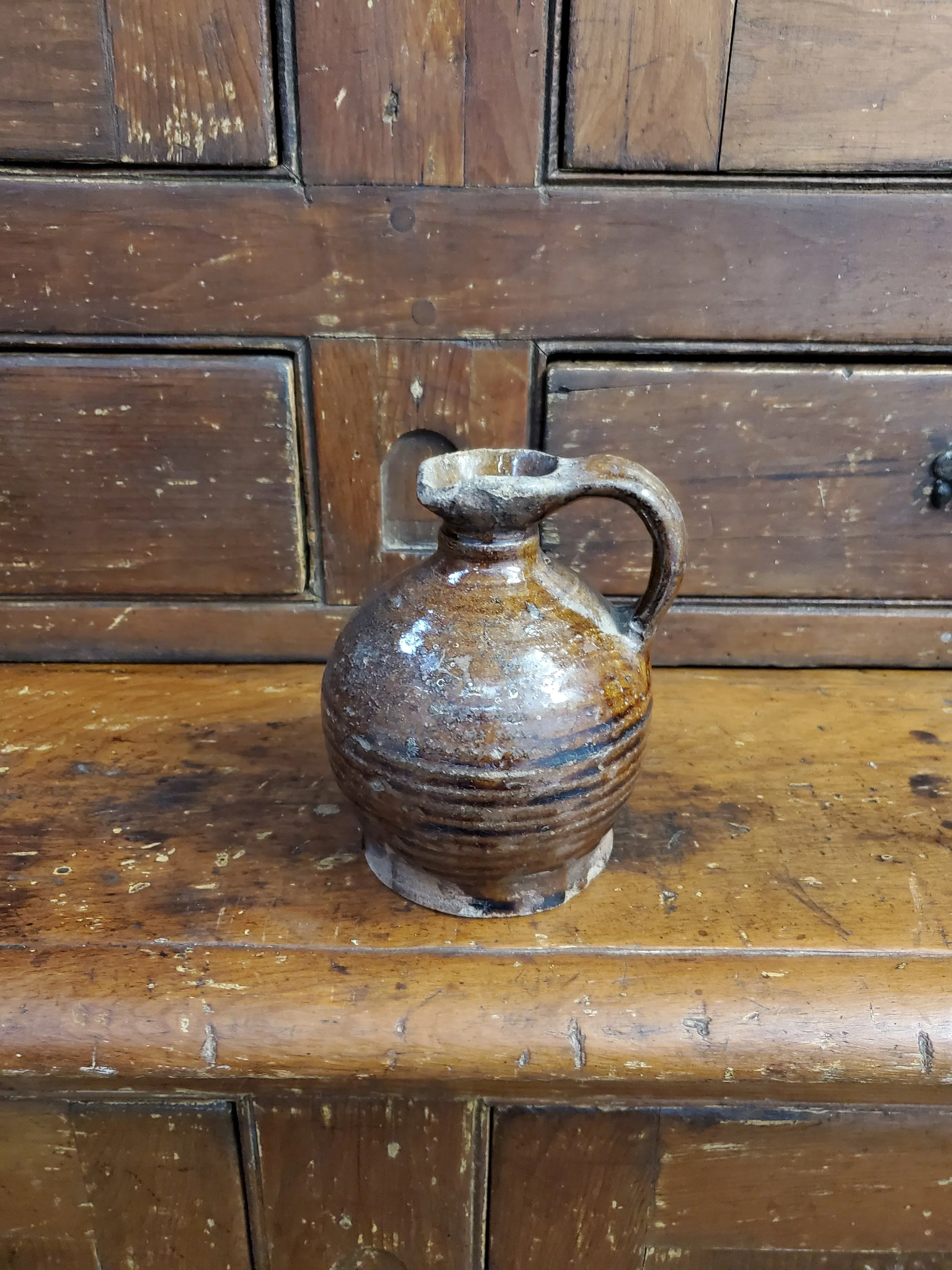 Poterie cruche en terre cuite émaillée antique AC 6064