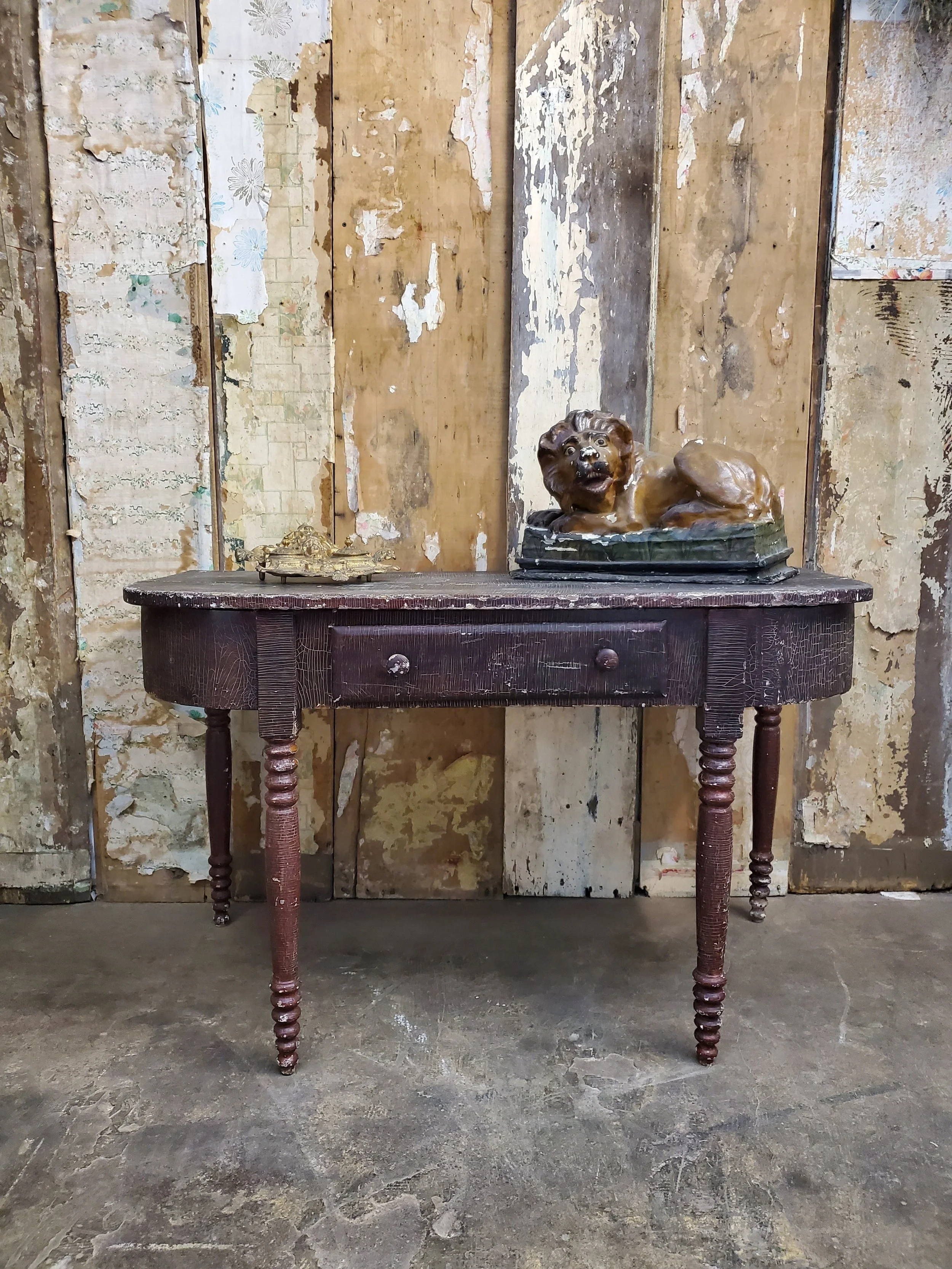 Console bureau 1/2 lune en pin country antique M 1764