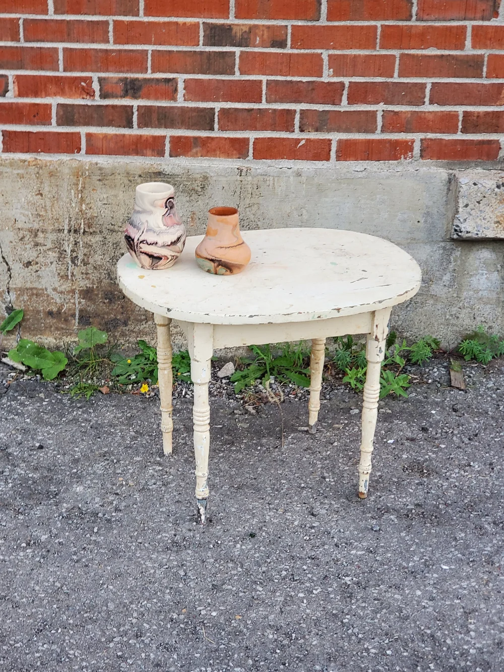 Petite Table D'appoint Ancienne En Bois - Haute - Reconditionnée