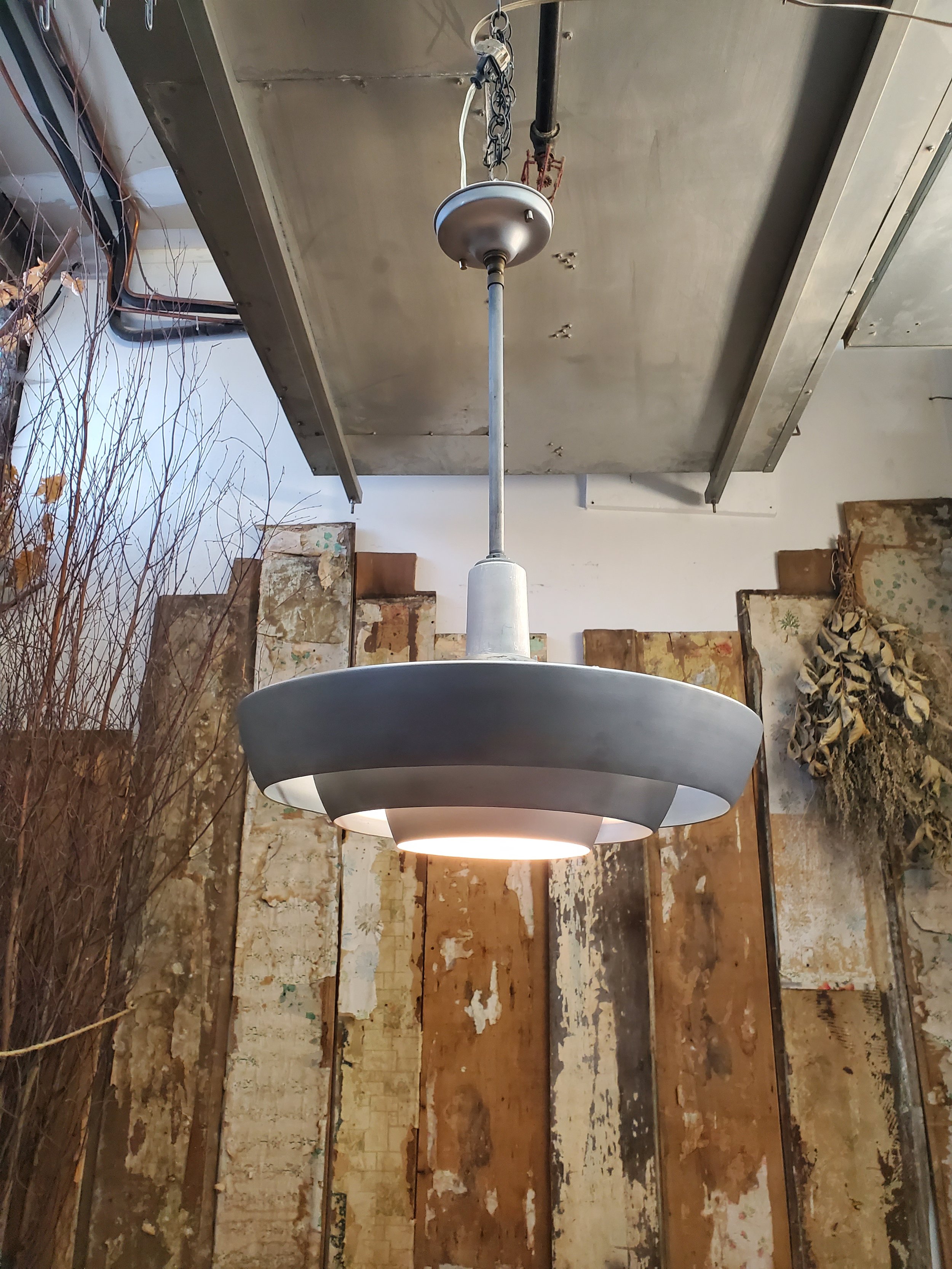 Plafonnier industriel en aluminium UFO MCM vintage L 3111