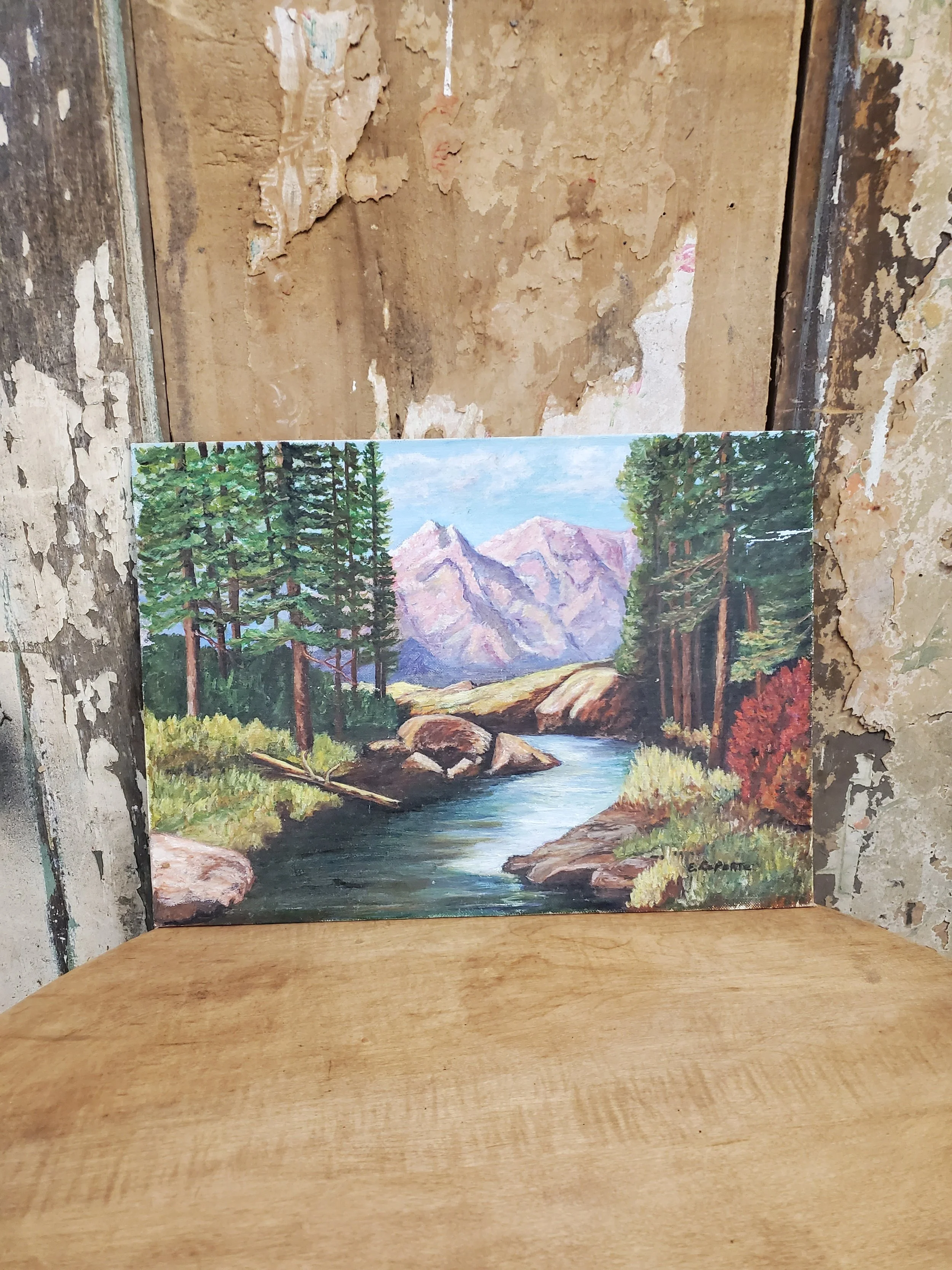 Cadre peinture paysage  E.LAPORTE vintage AC 6224