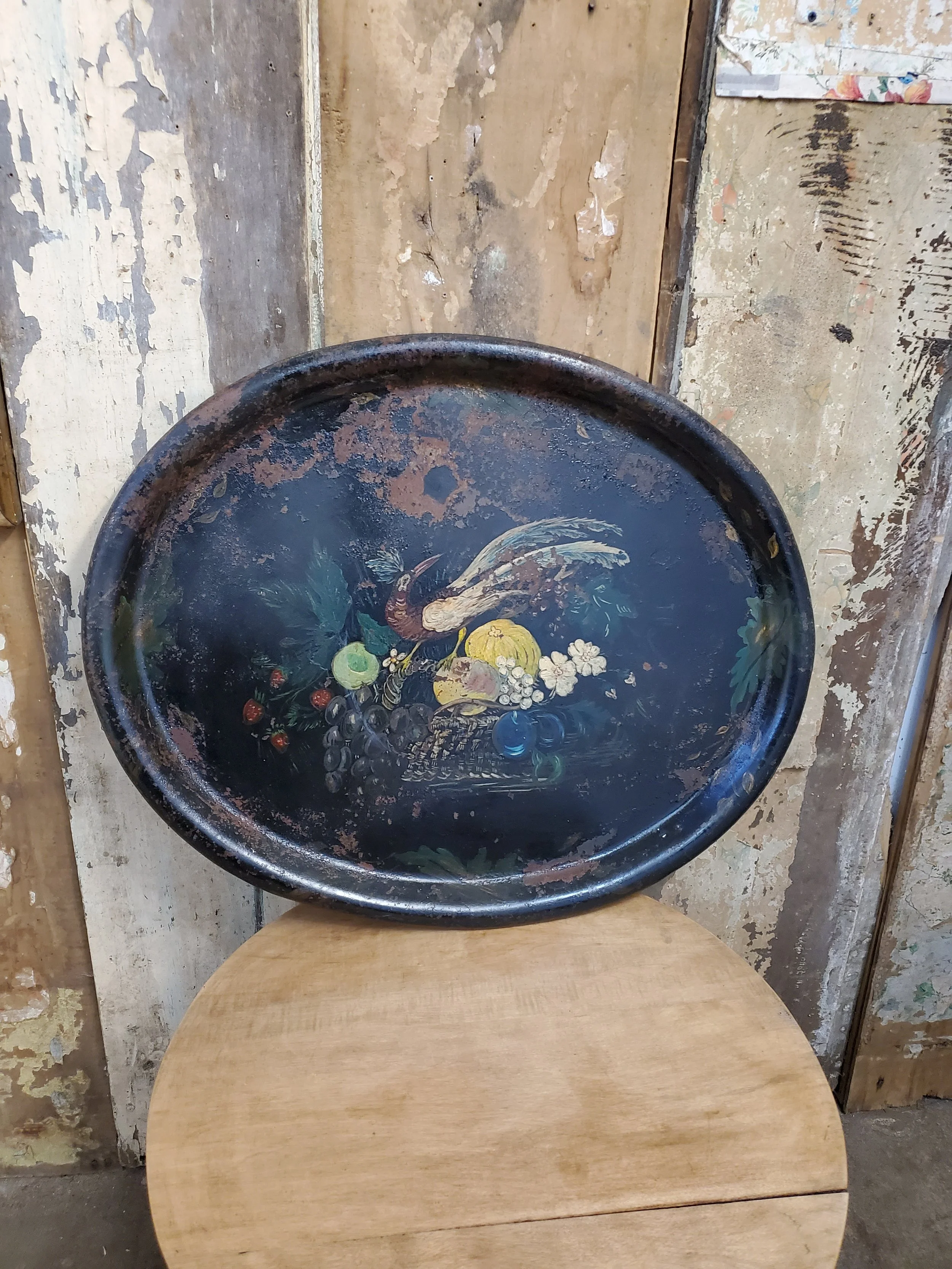Plateau décoratif en métal victorien antique AC 6221