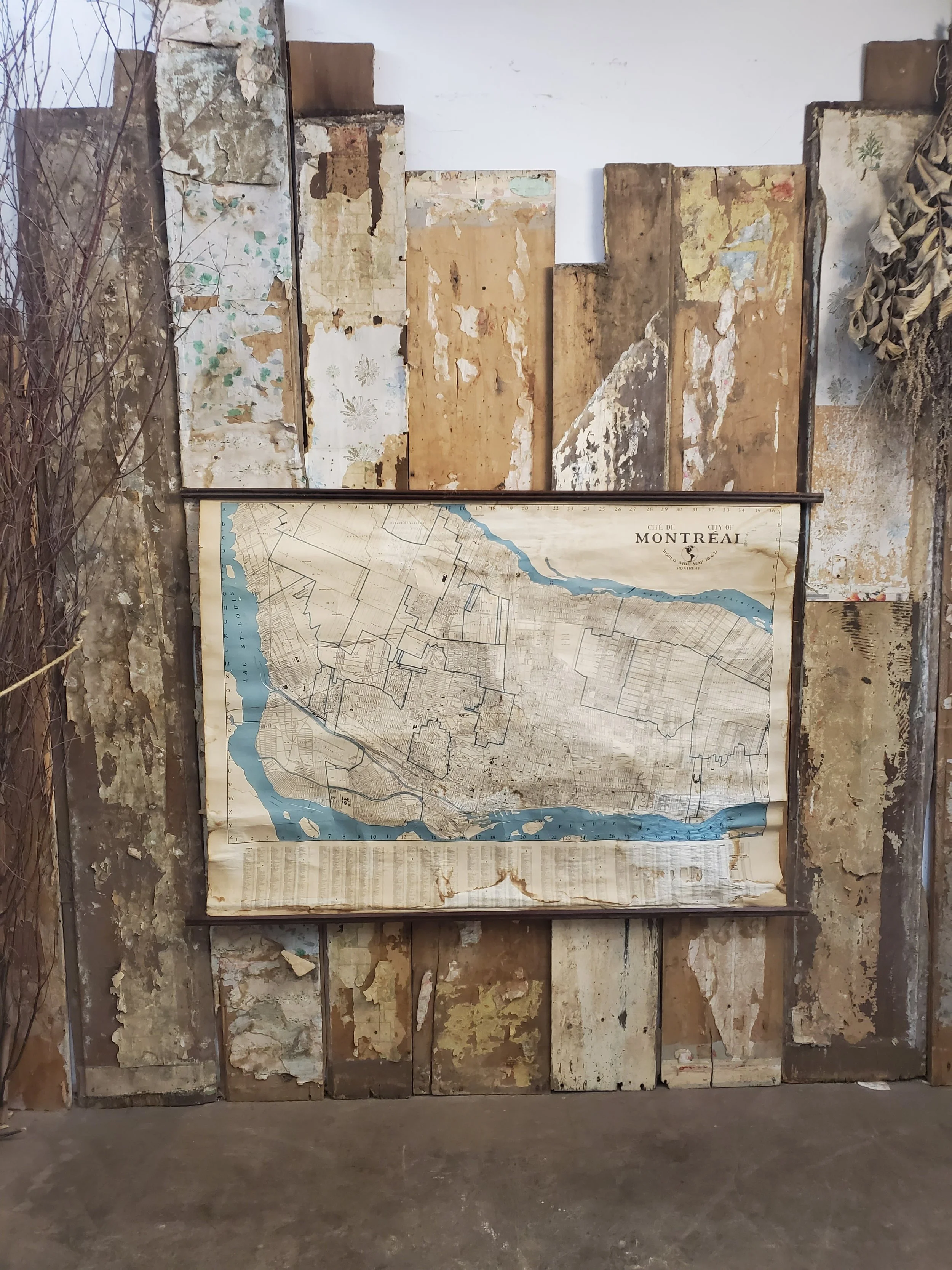 Charte murale géographique Cité de Montréal antique AC 6348