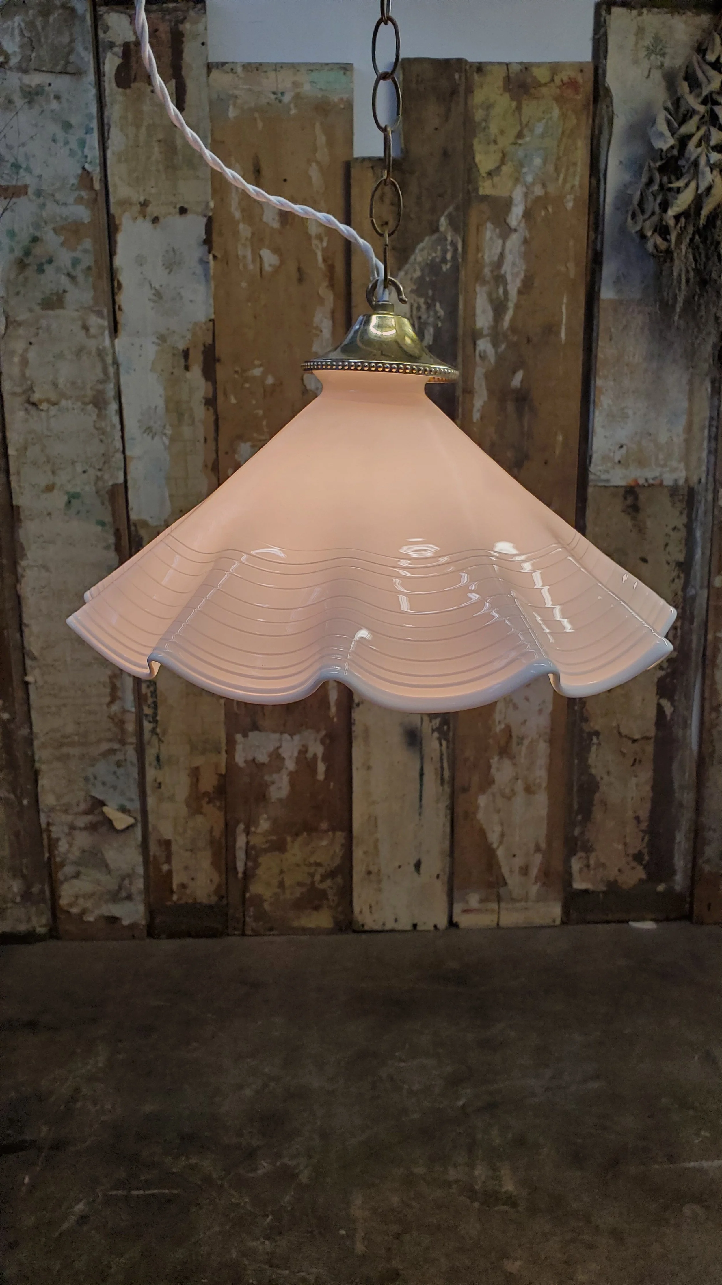 Suspension en verre Murano blanc vintage L 2950