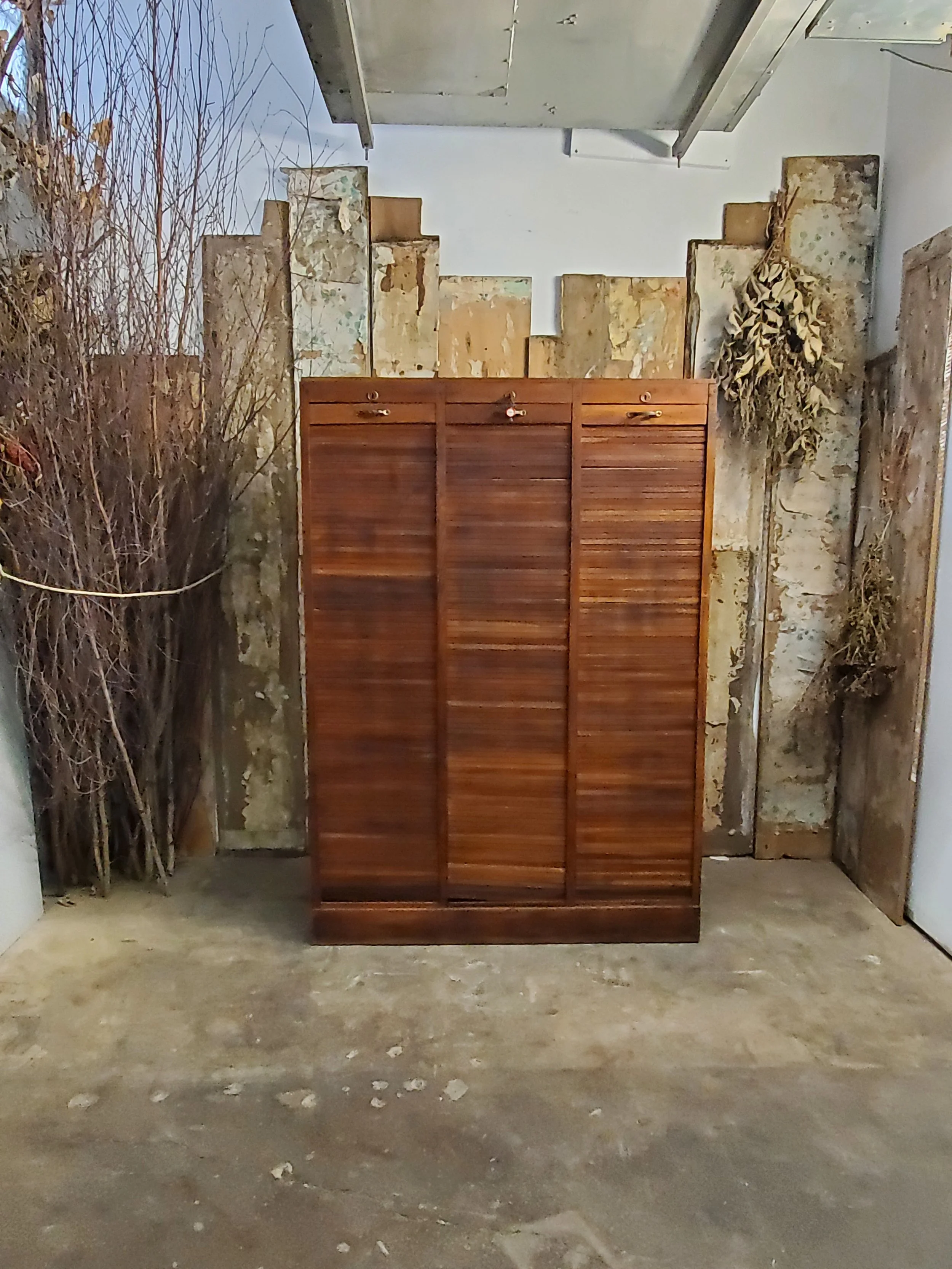 Filière de bureau 3 sections en bois SNCF antique M 1727