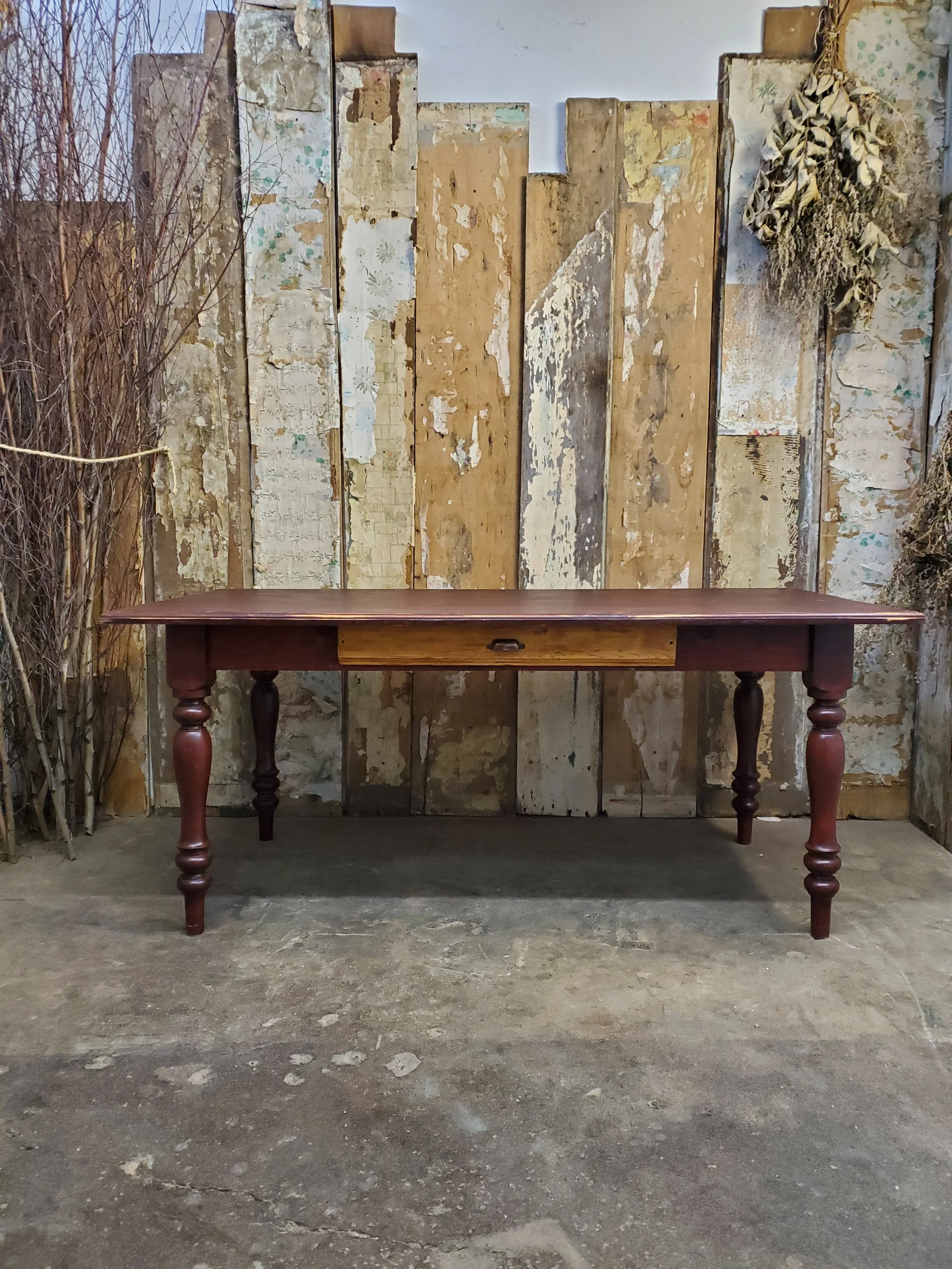 Table de ferme en bois country usagée M 1687