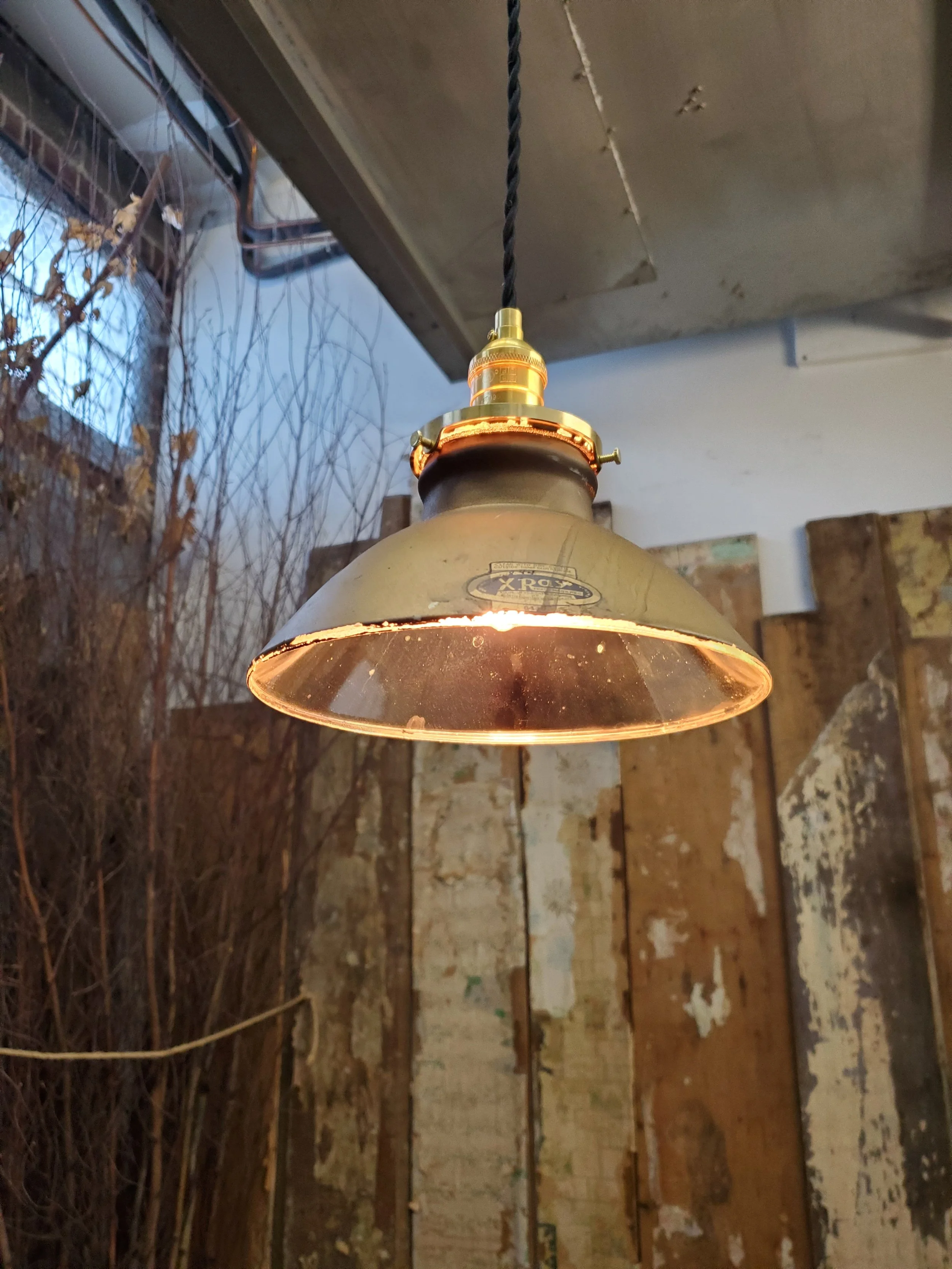 Suspension en verre mercurisé x ray antique L 3046