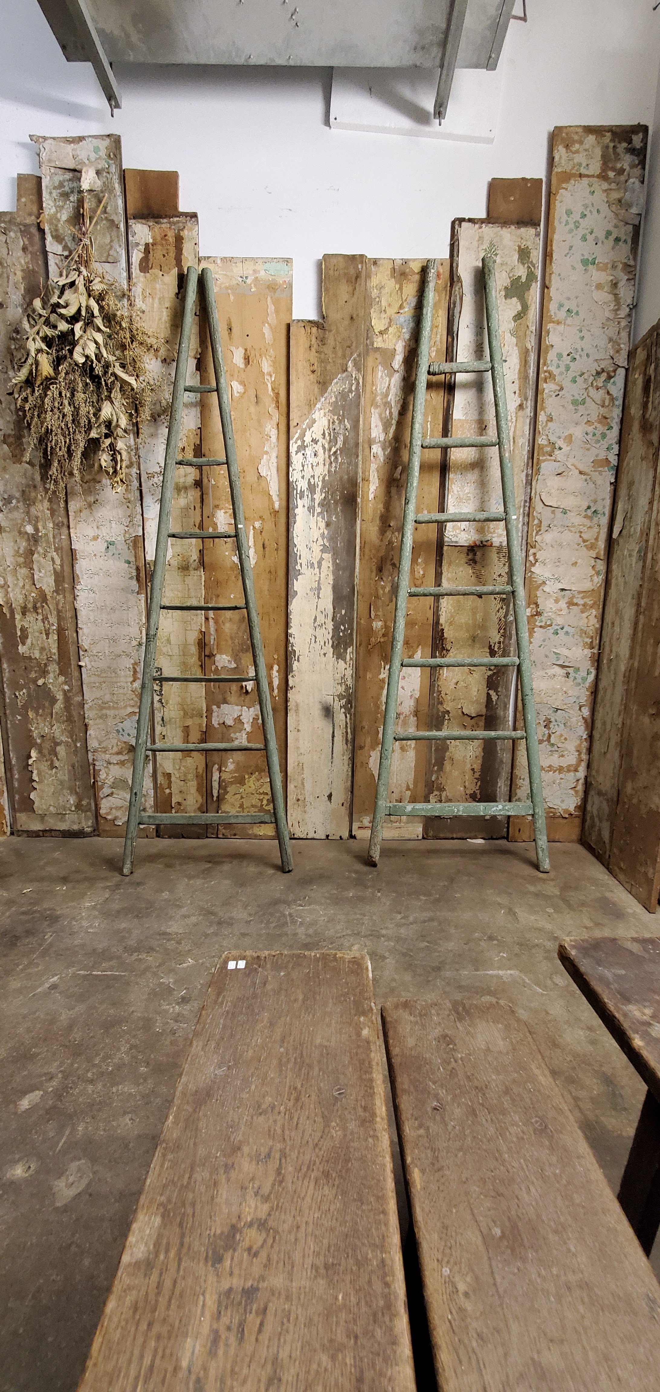 Echelle de campagne française en bois antique AC 5690