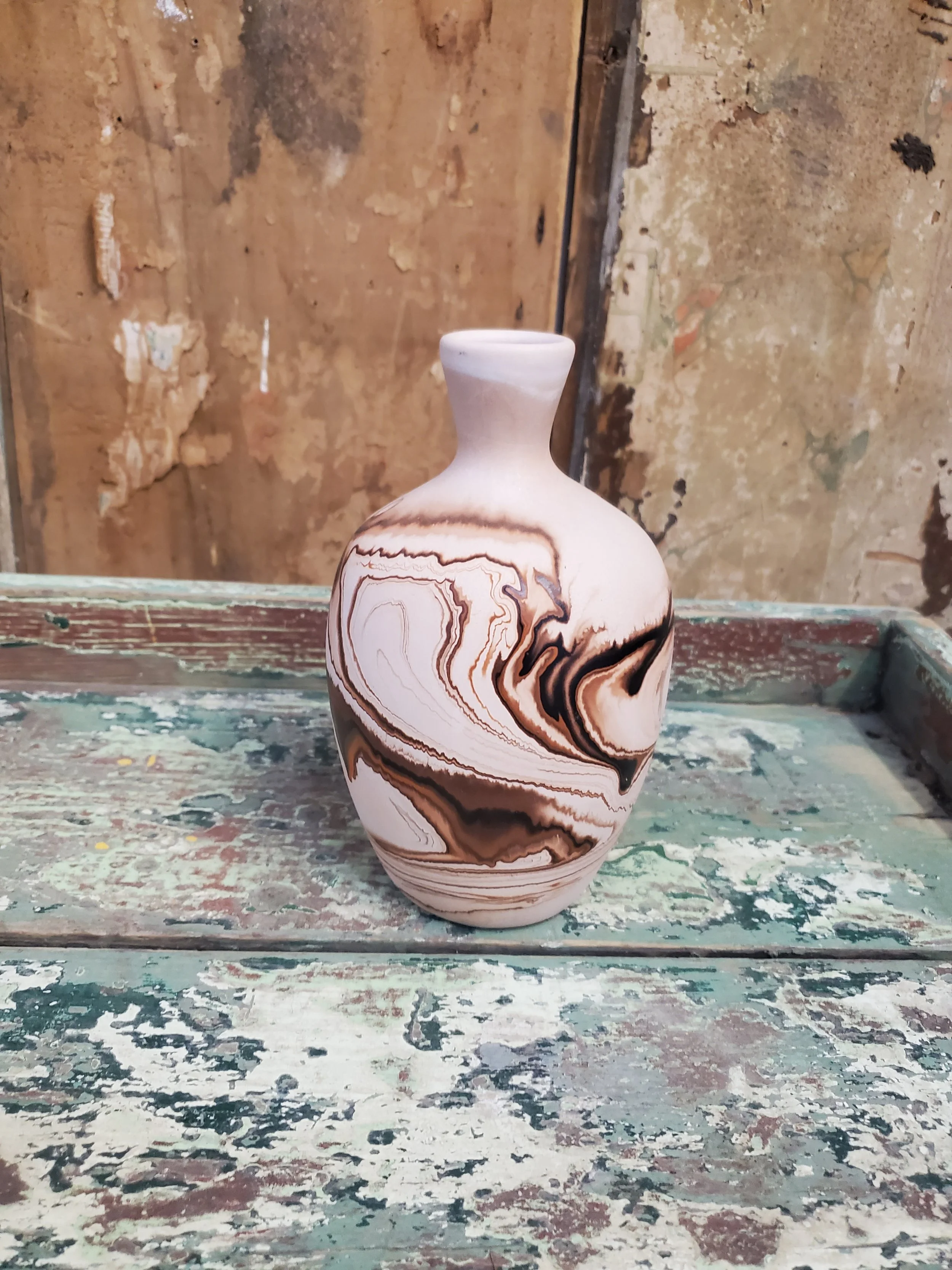 Vase poterie motif marbré Nemadji vintage AC 6392