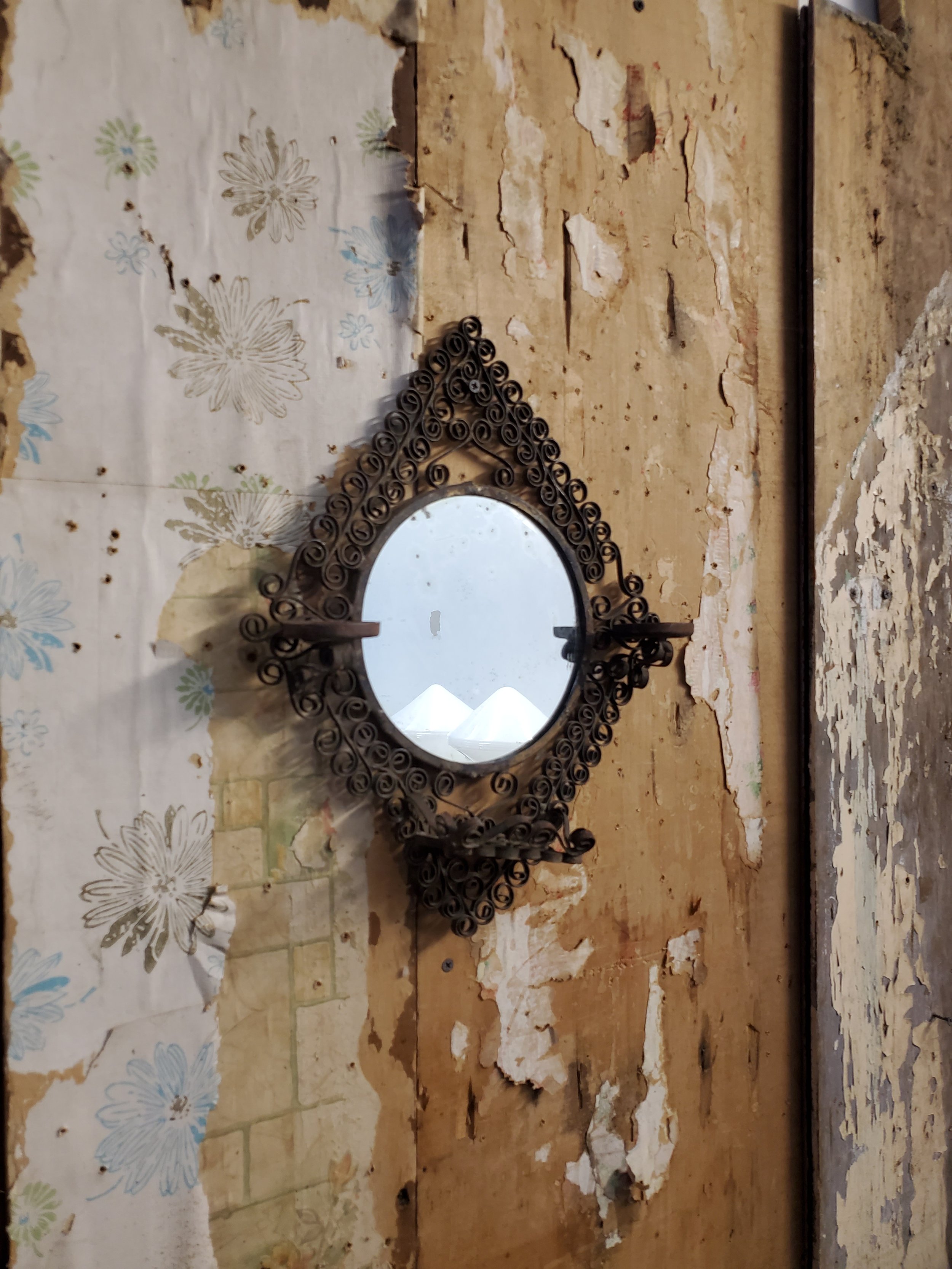 Miroir mural en fer forgé Chanty Vallauris vintage AC 6171