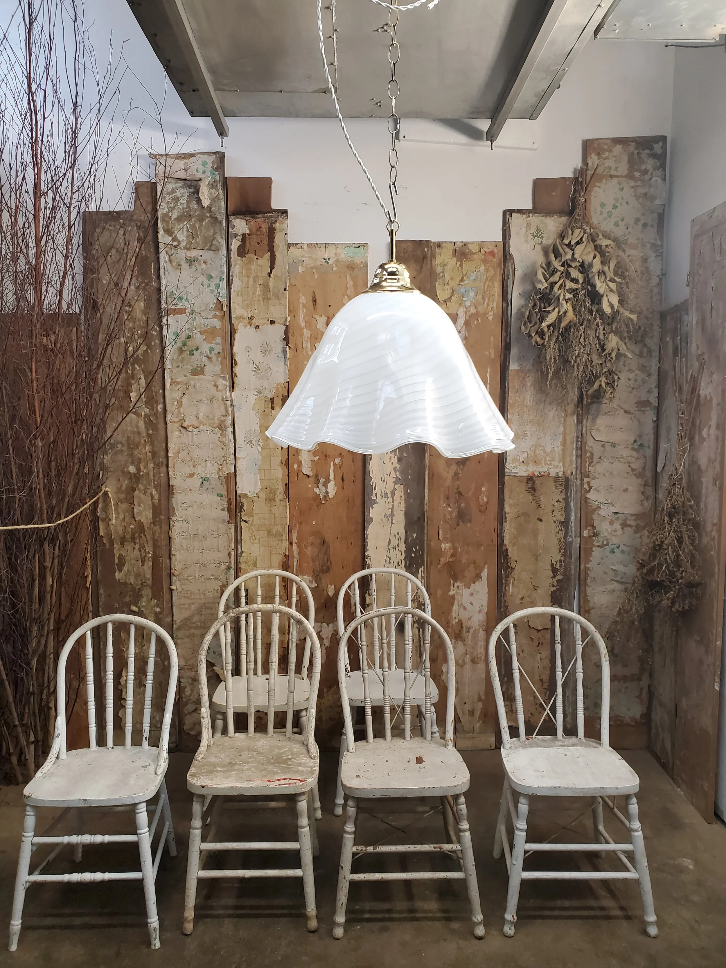 Suspension en verre Murano Fazzoletto vintage L 2781