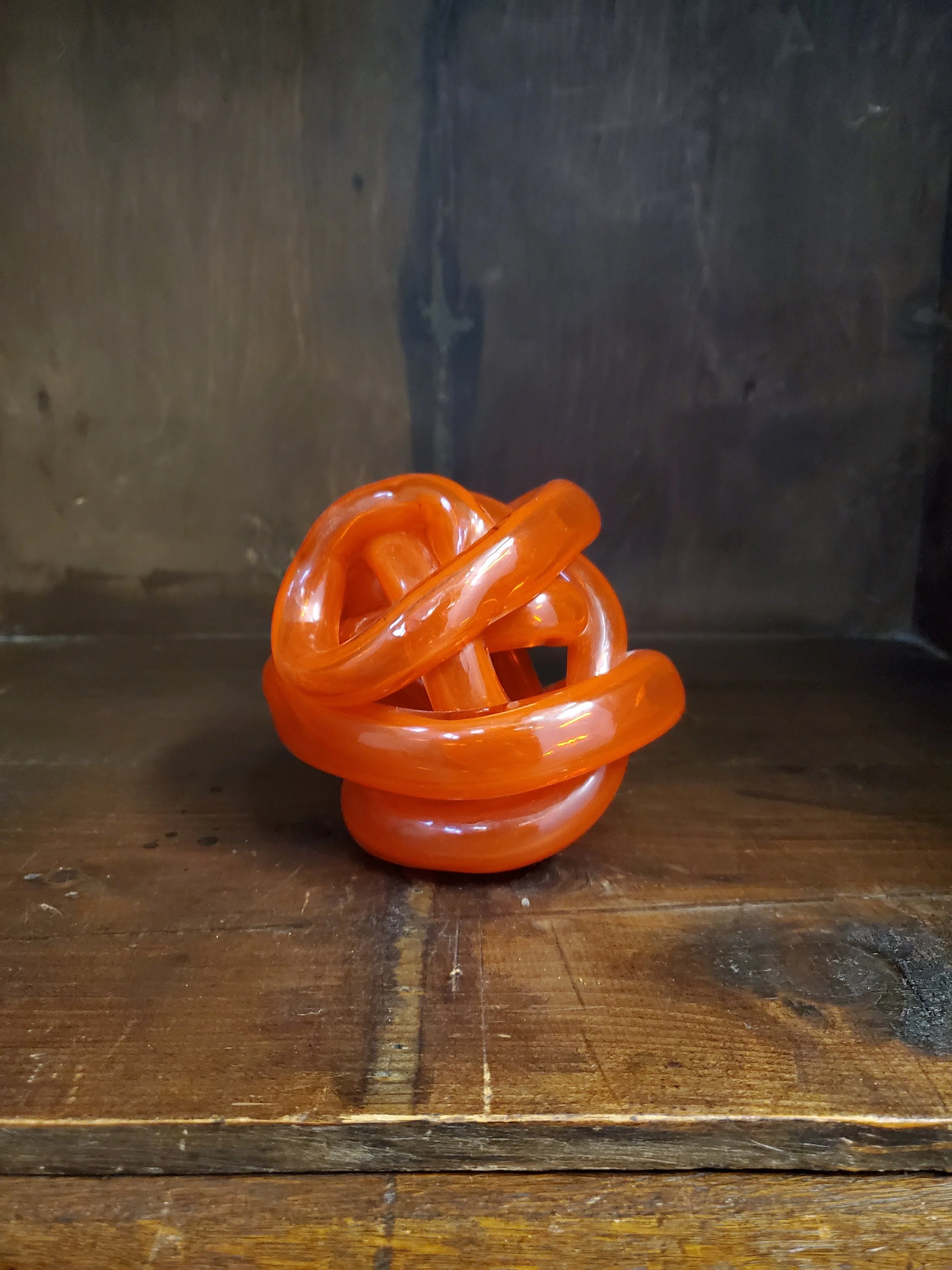 Presse papier en verre MURANO orange vintage AC