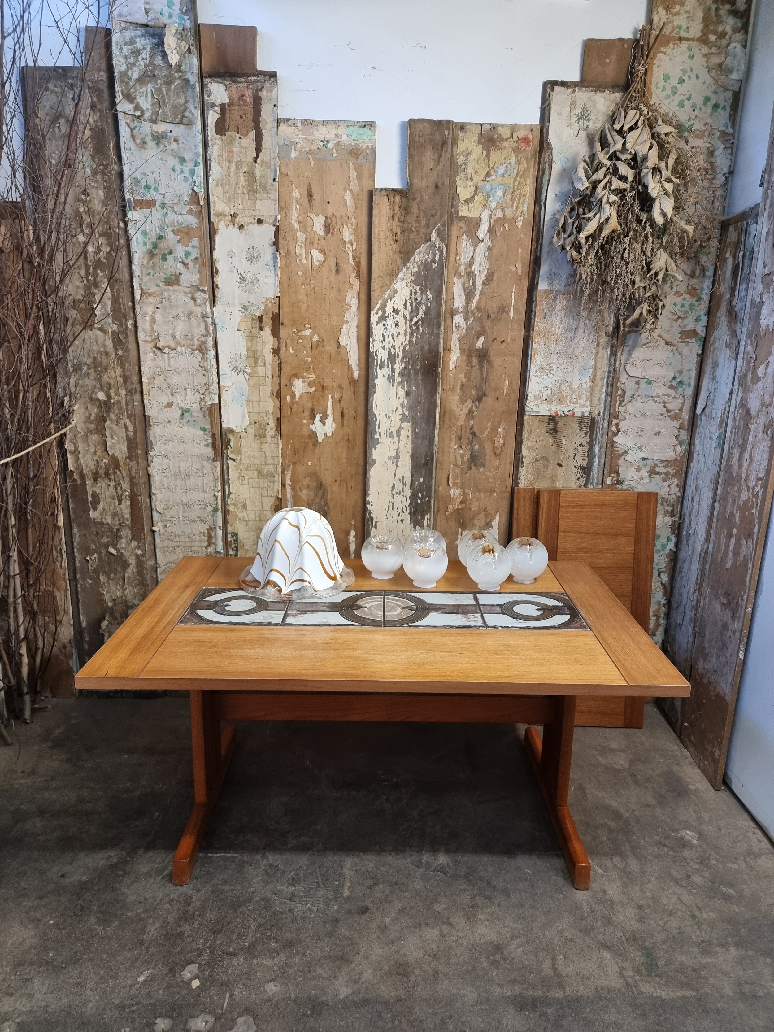 Table à diner en teck & céramique Gangso Mobler vintage M 1805