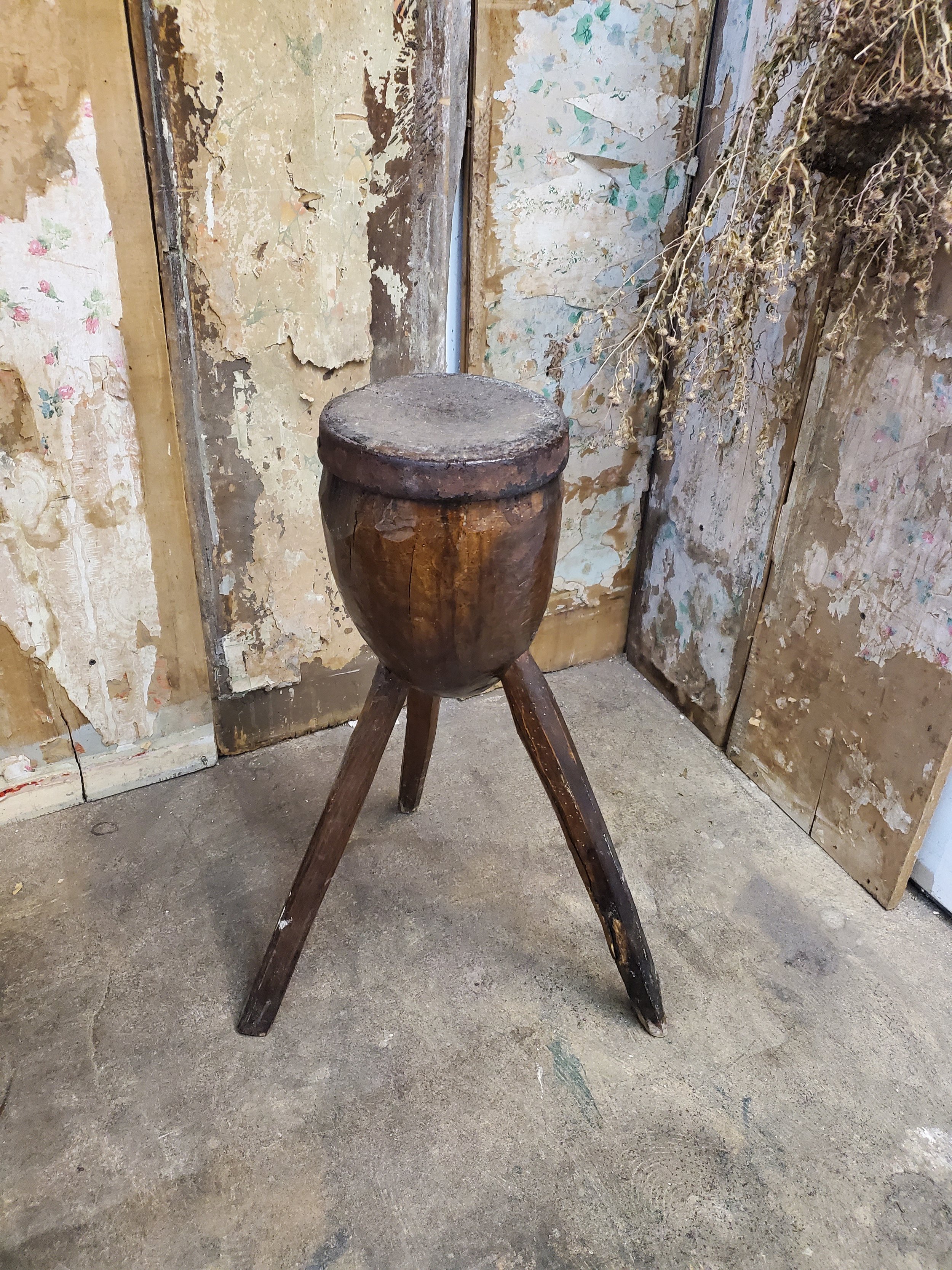 Bloc de boucher ambulant en bois antique AC 6276