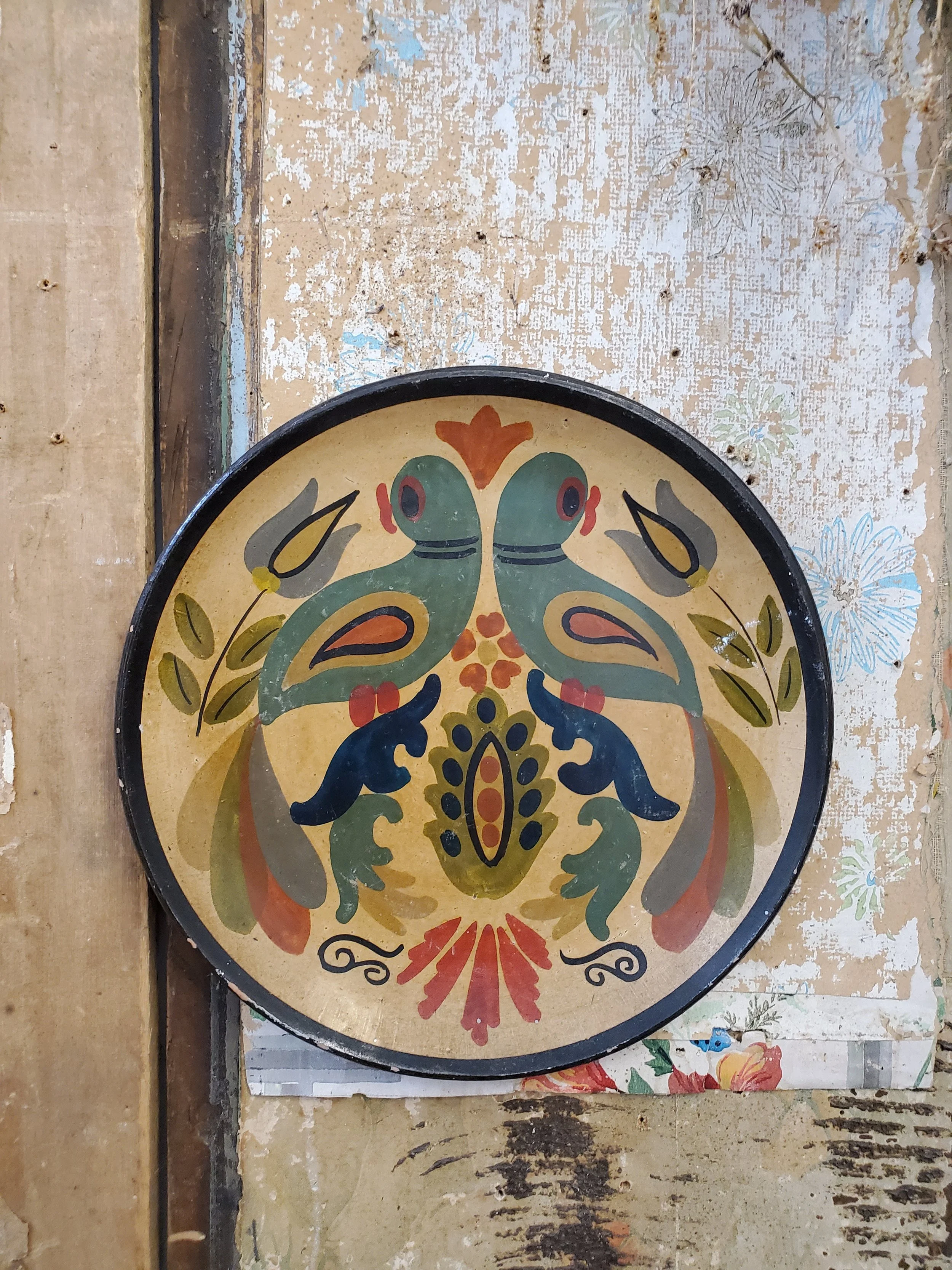 Assiette décorative murale en terre cuite grecque vintage AC 6316