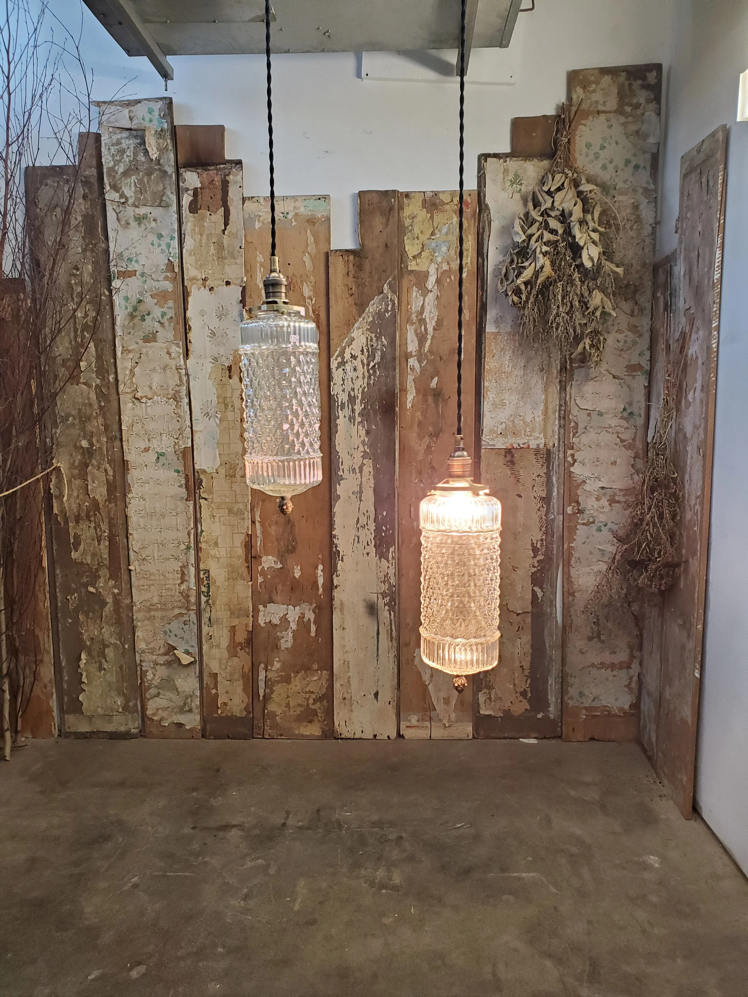 Suspension en verre prismatique brutaliste vintage L 3076