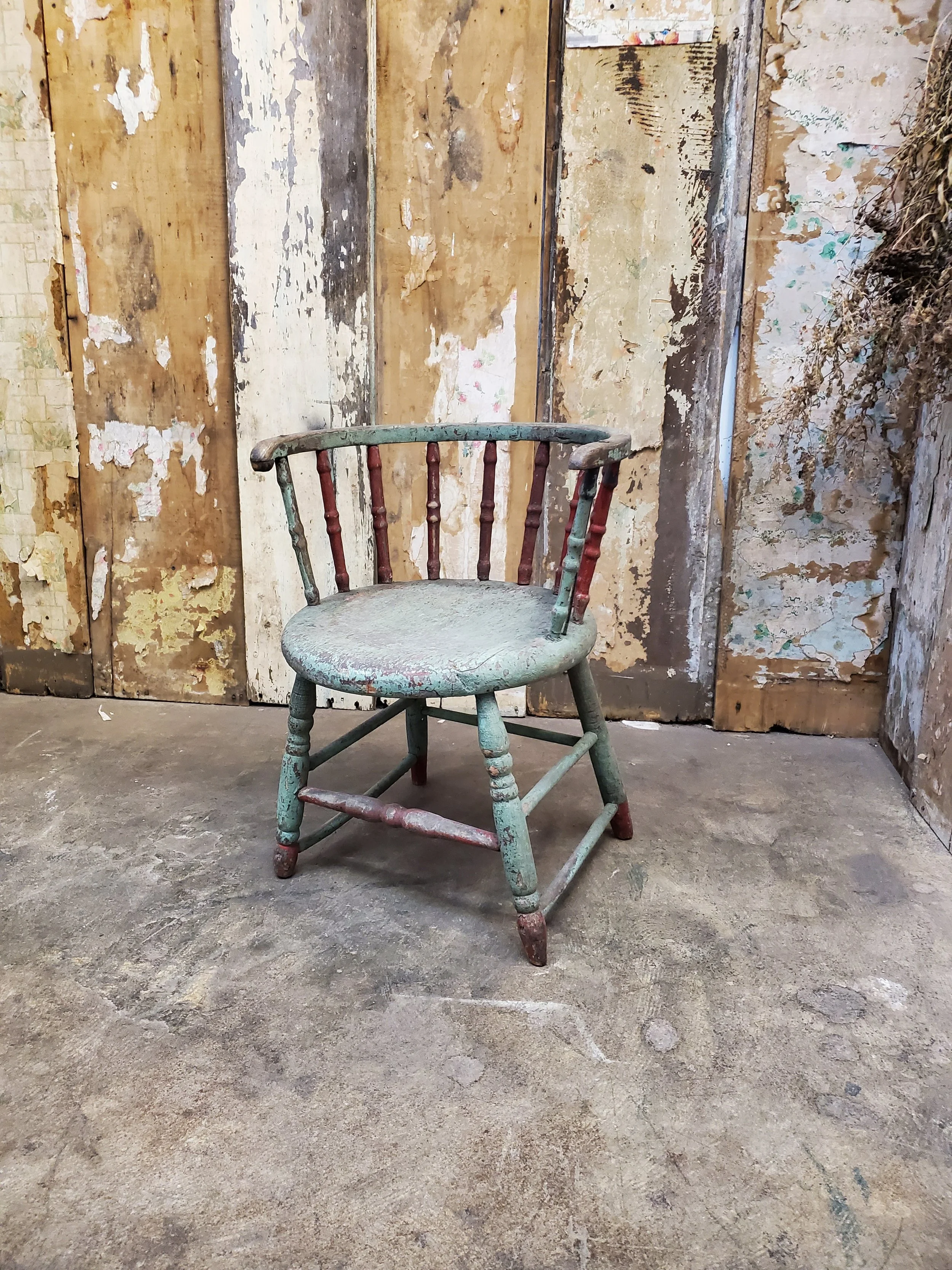 Chaise bois country folk art antique C 1485