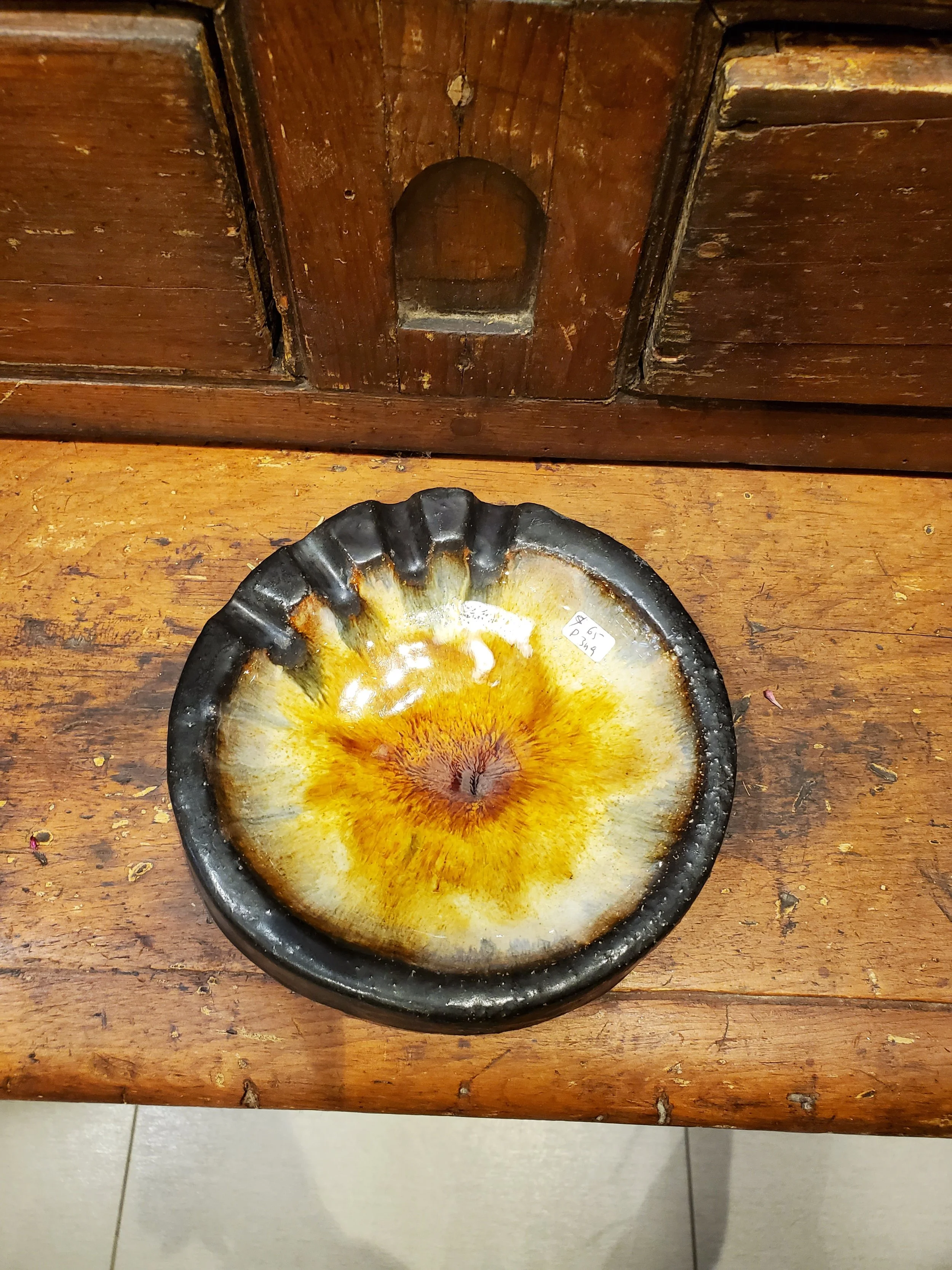 Cendrier vide poche en terre cuite émaillée MCM vintage P 349