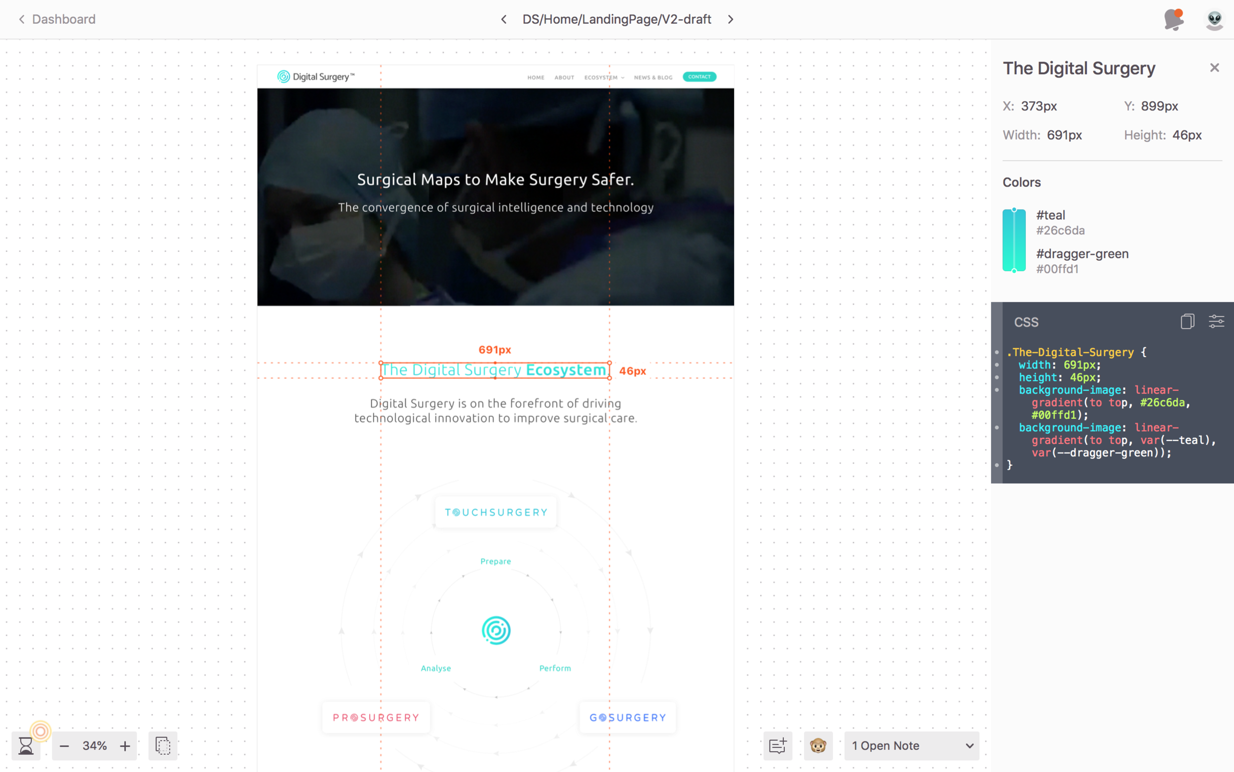 Website designs and wireframes on Zeplin - development and content reference